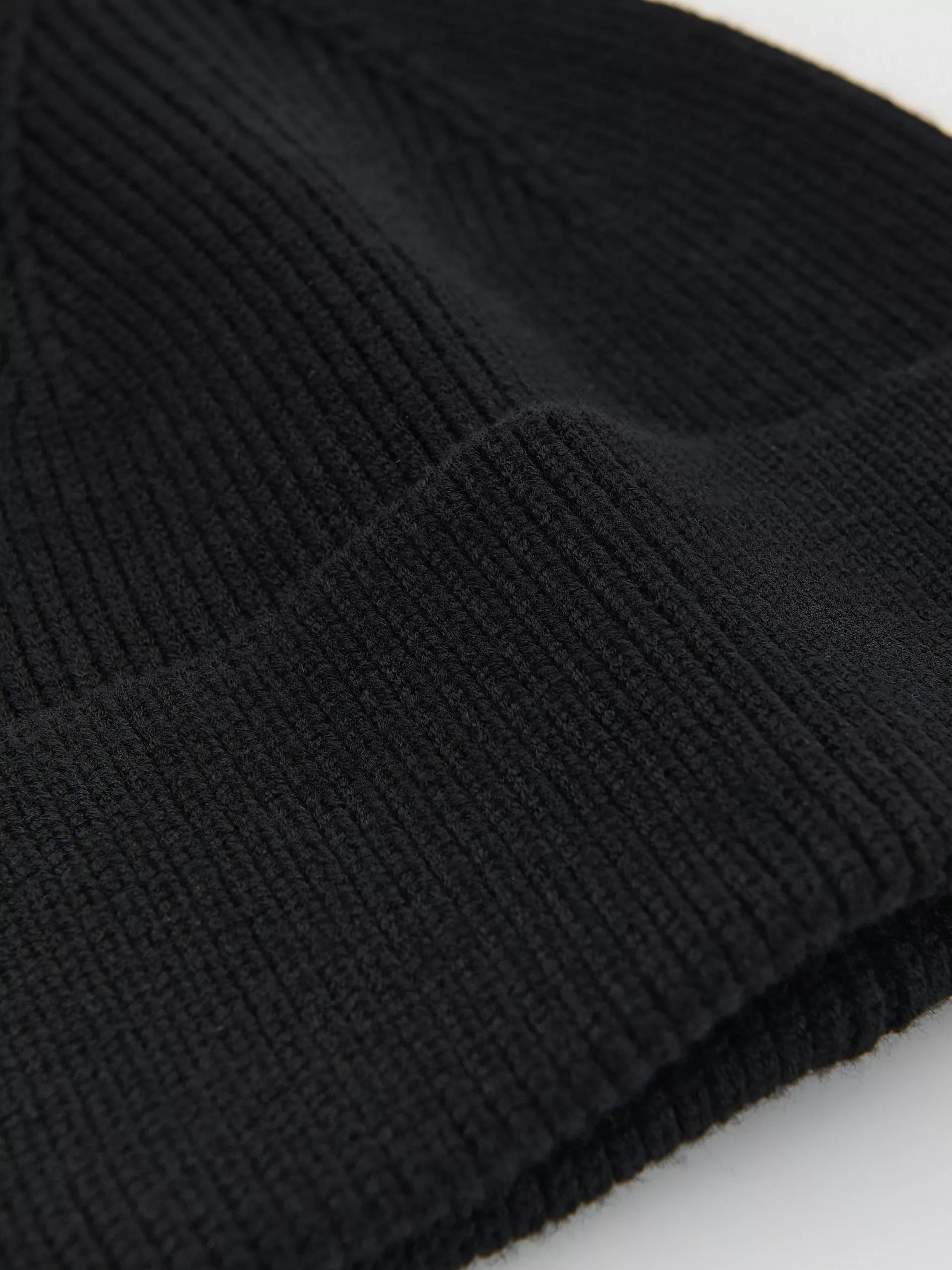 Black Viscose Blend Beanie, Black, large image number 1