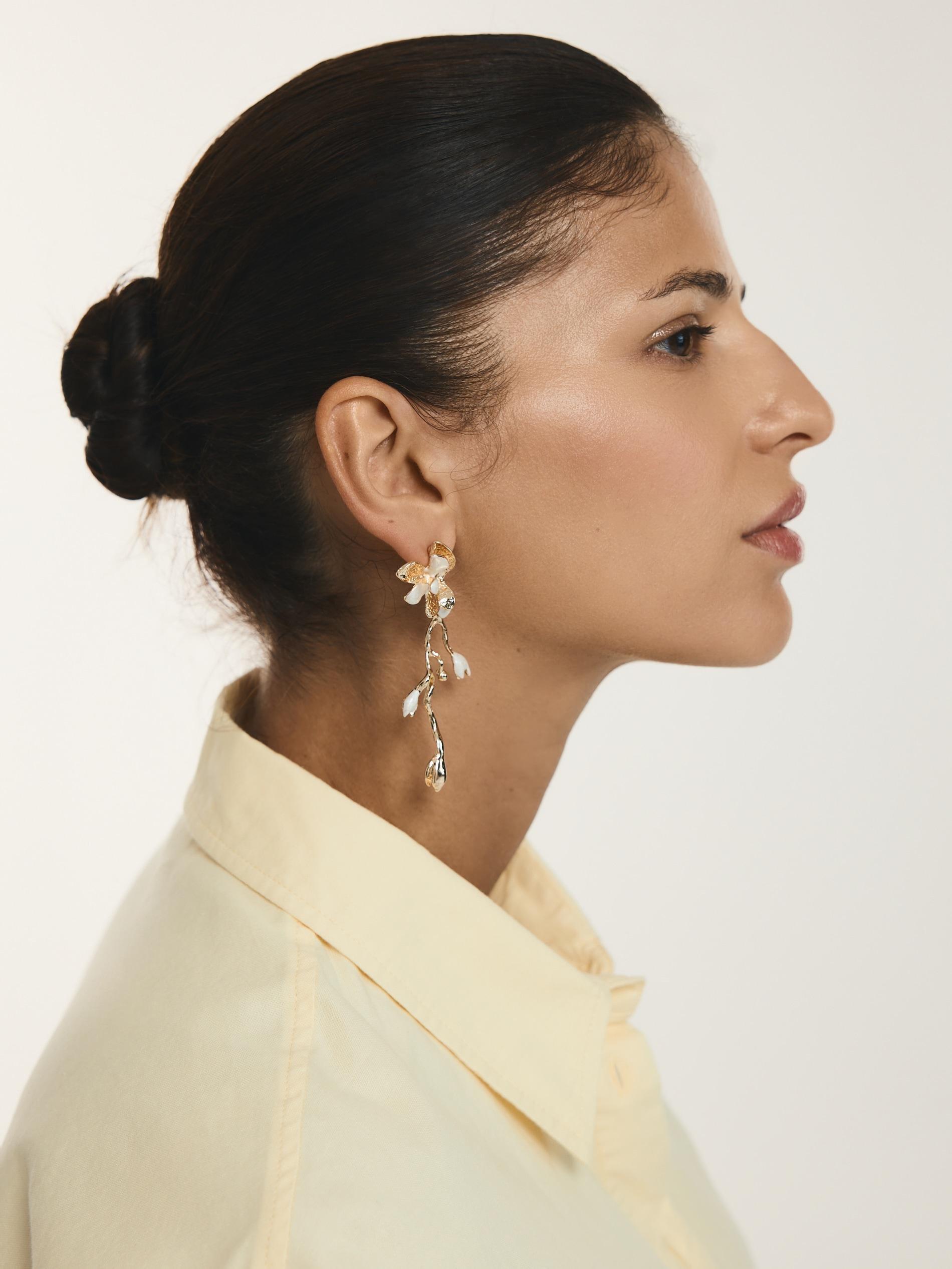 Cream Dangle Earrings, Ivory, medium