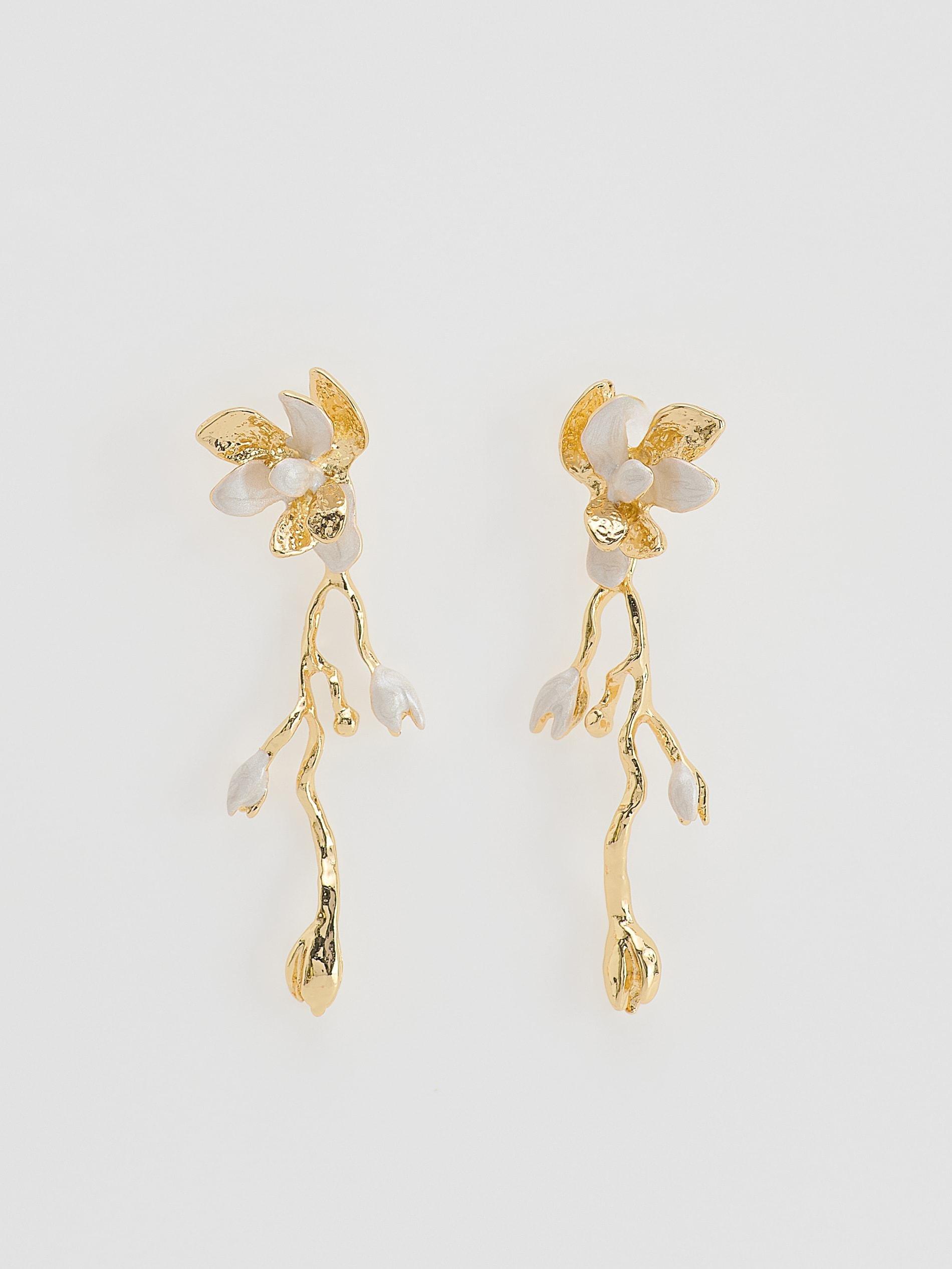 Cream Dangle Earrings, Ivory, medium