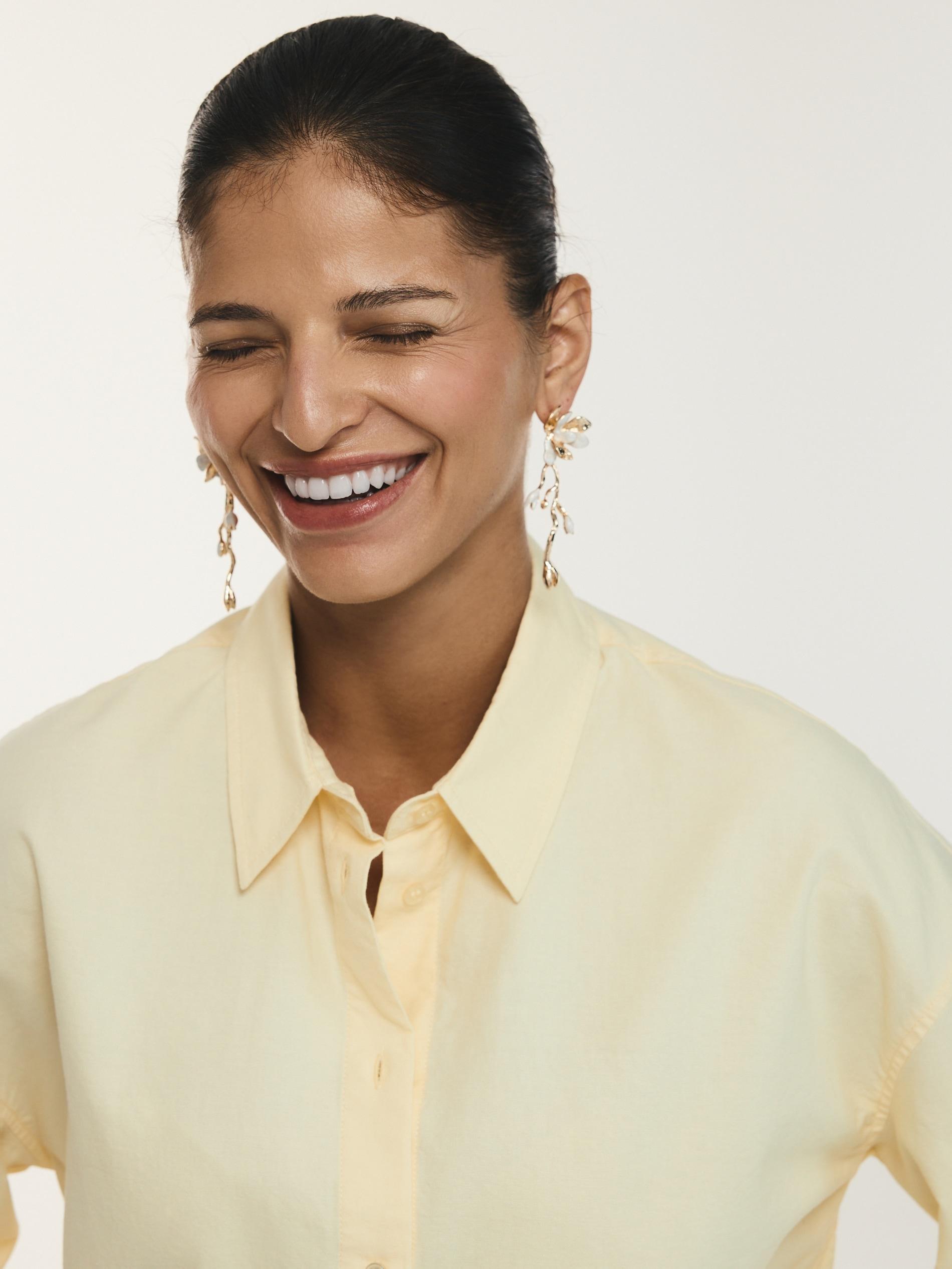 Cream Dangle Earrings, Ivory, medium