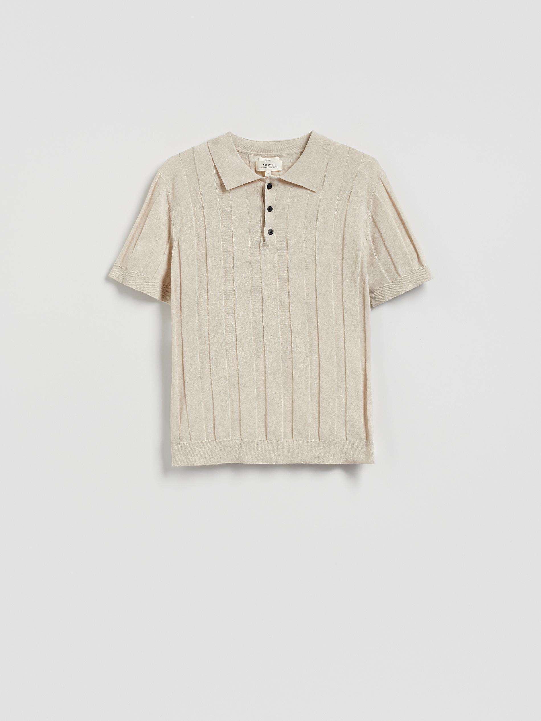Beige Linen Polo Shirt, Beige, large image number 3