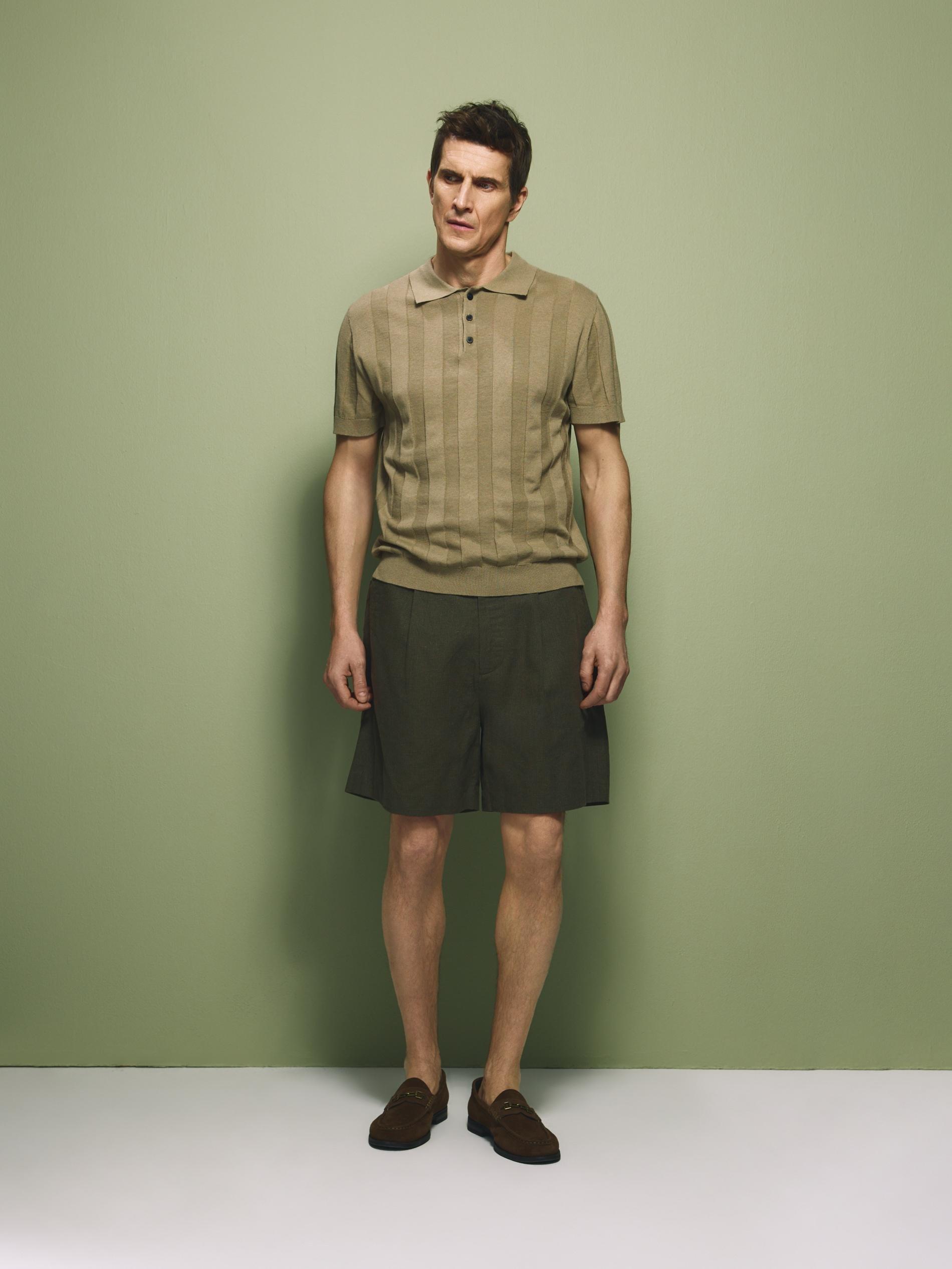 Green Linen Polo Shirt, Green, medium