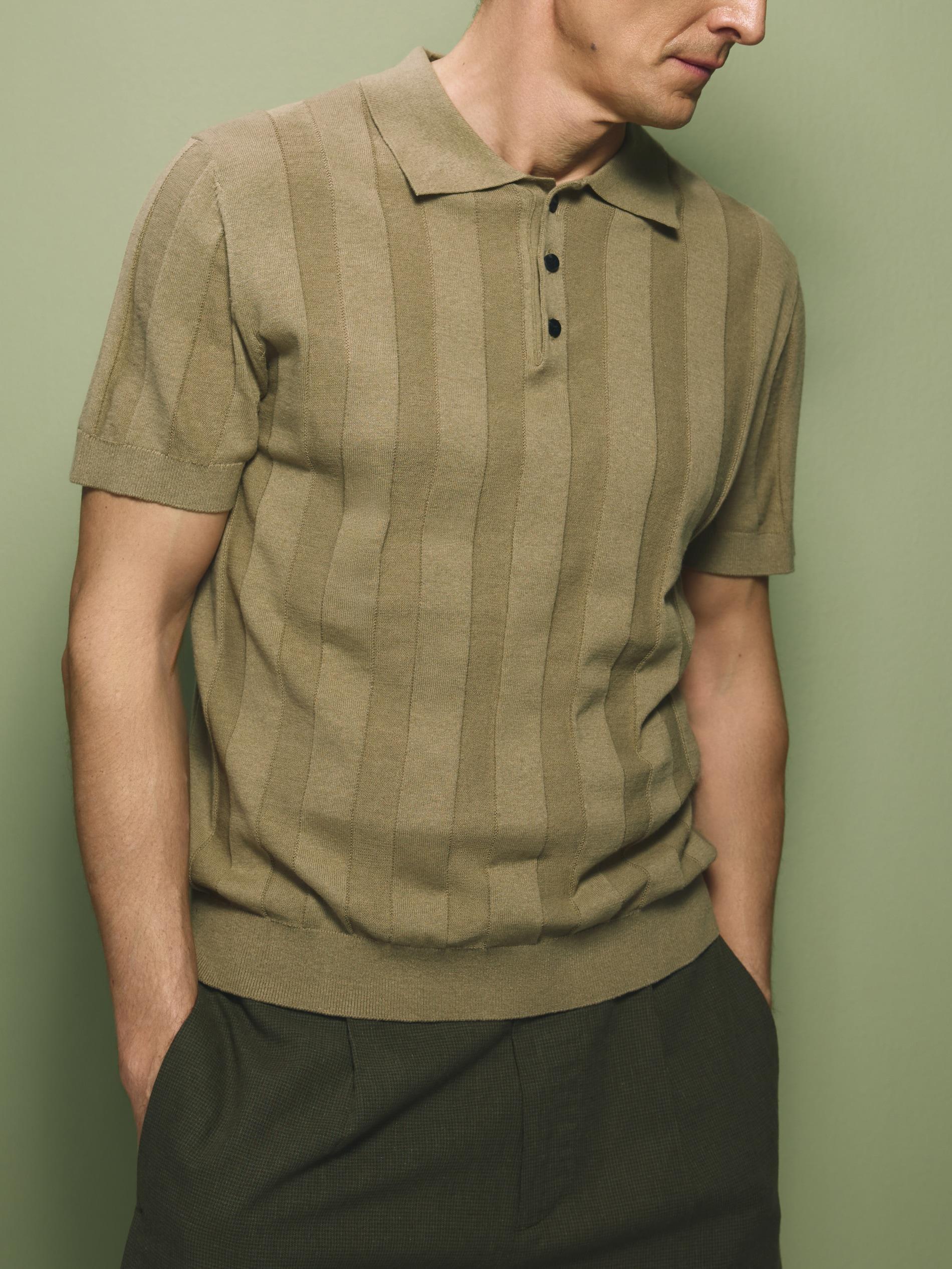 Green Linen Polo Shirt, Green, medium