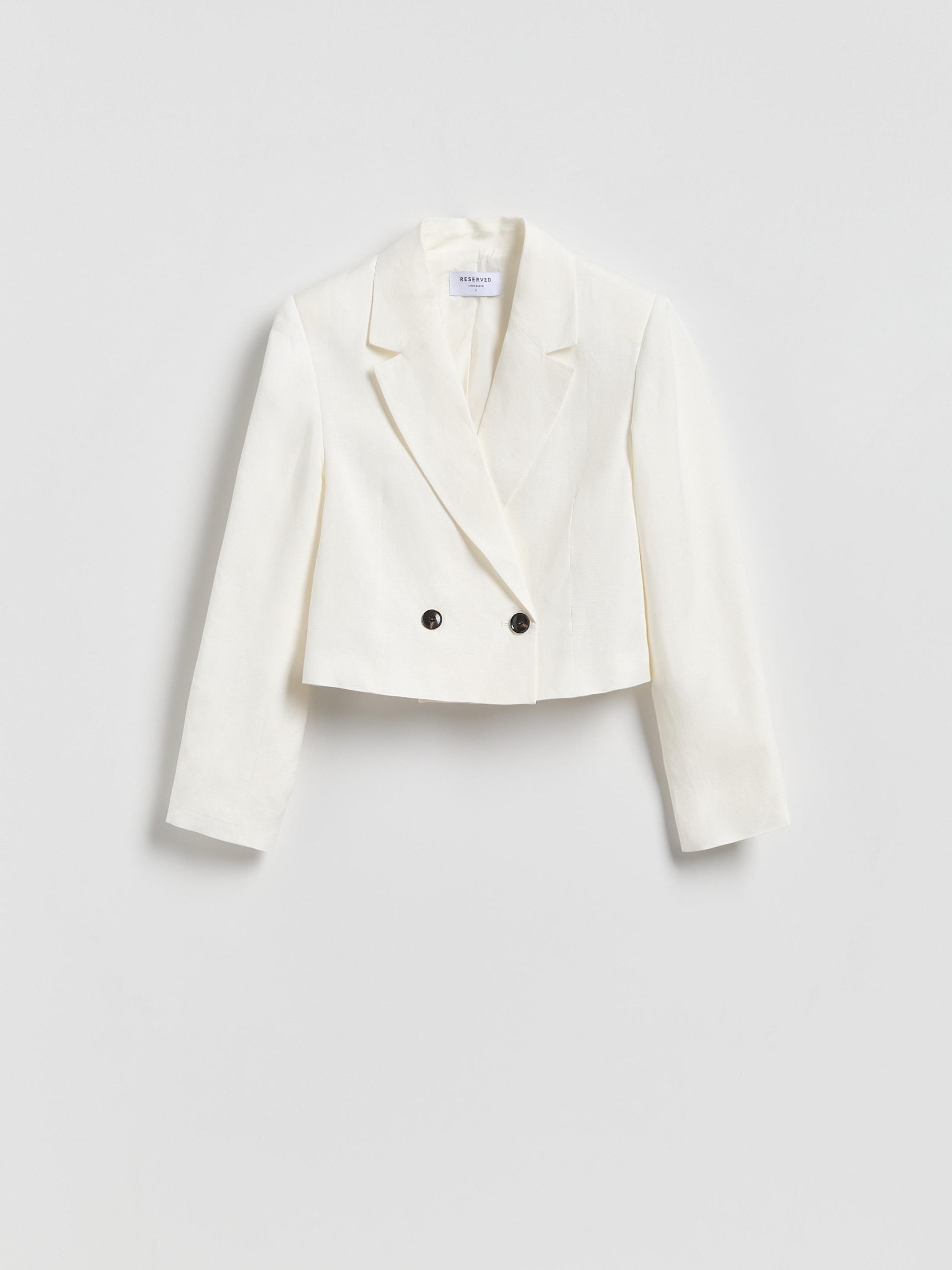 White Linen Rich Blazer, White, large image number 4