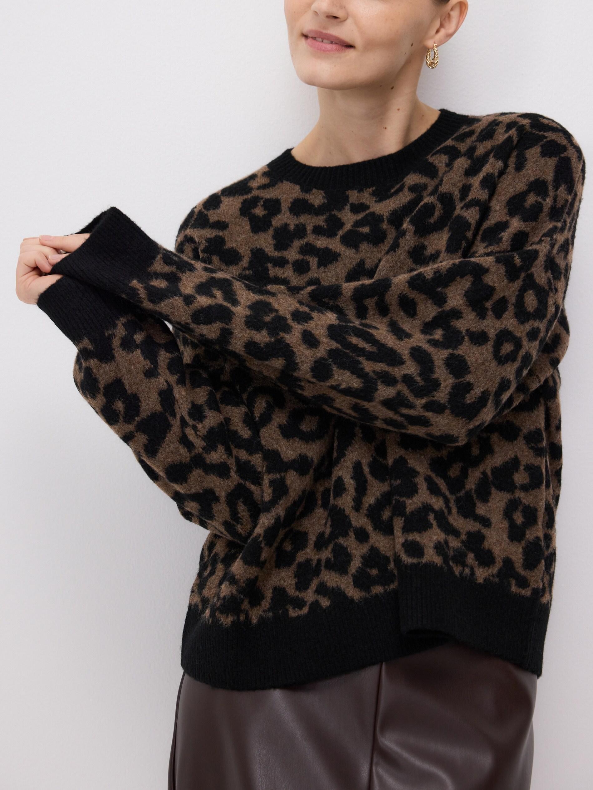 Multicollour Leopard Print Sweater, Multicolor, medium