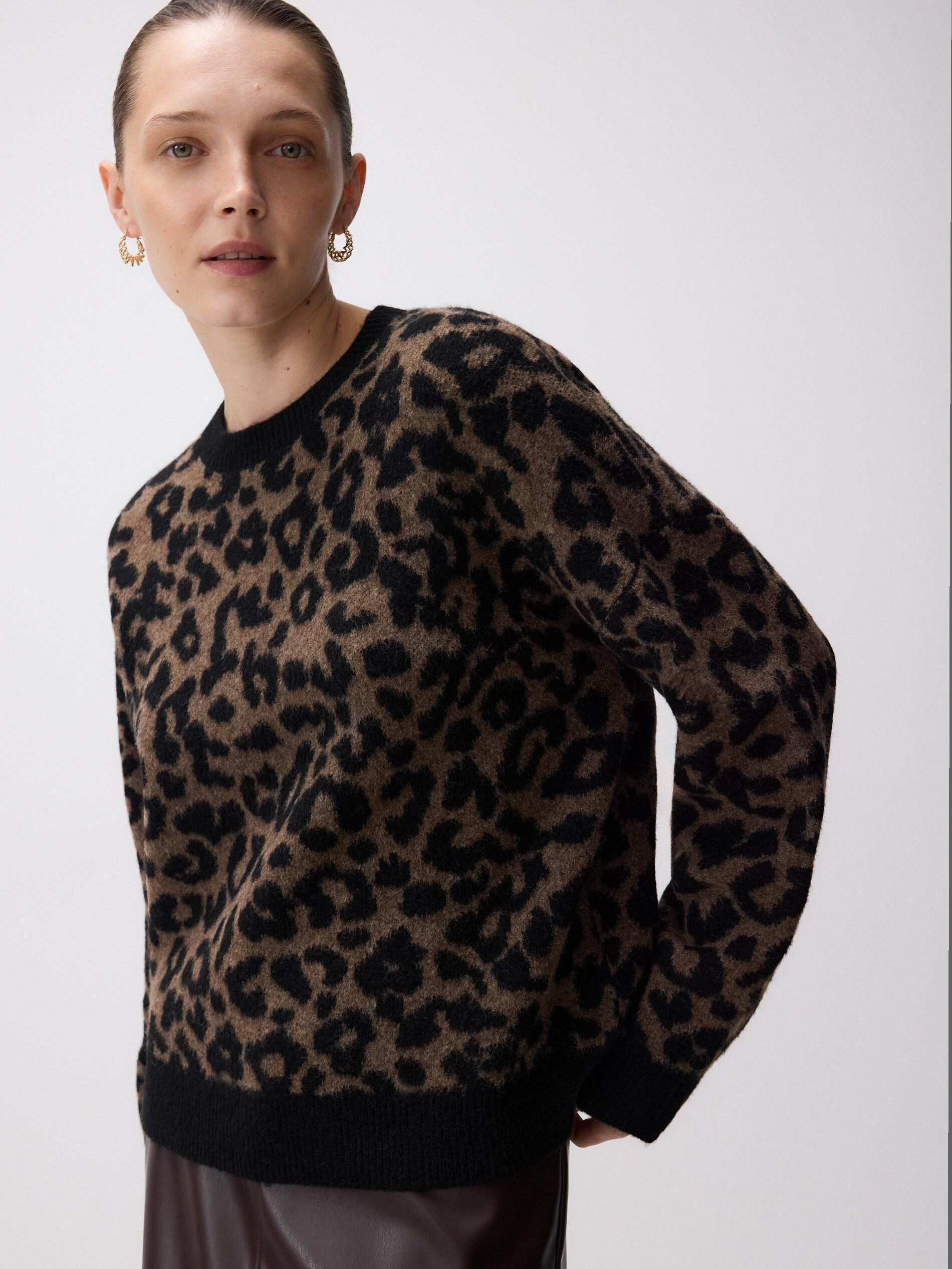 Multicollour Leopard Print Sweater, Multicolor, medium