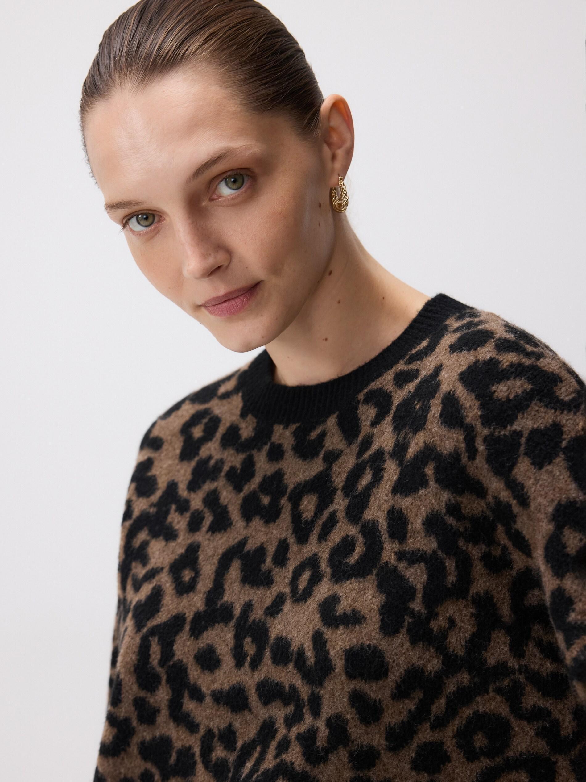 Multicollour Leopard Print Sweater, Multicolor, large image number 4