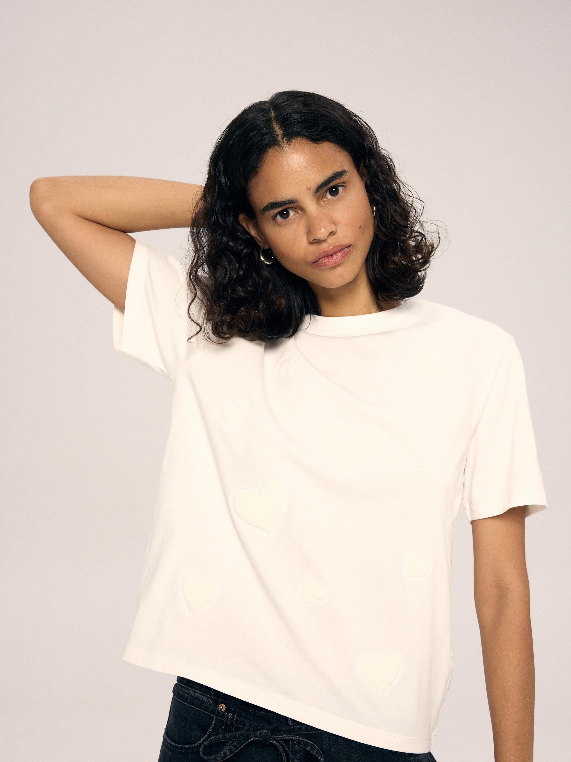 LADIES` T-SHIR T CREAM, Ivory, medium