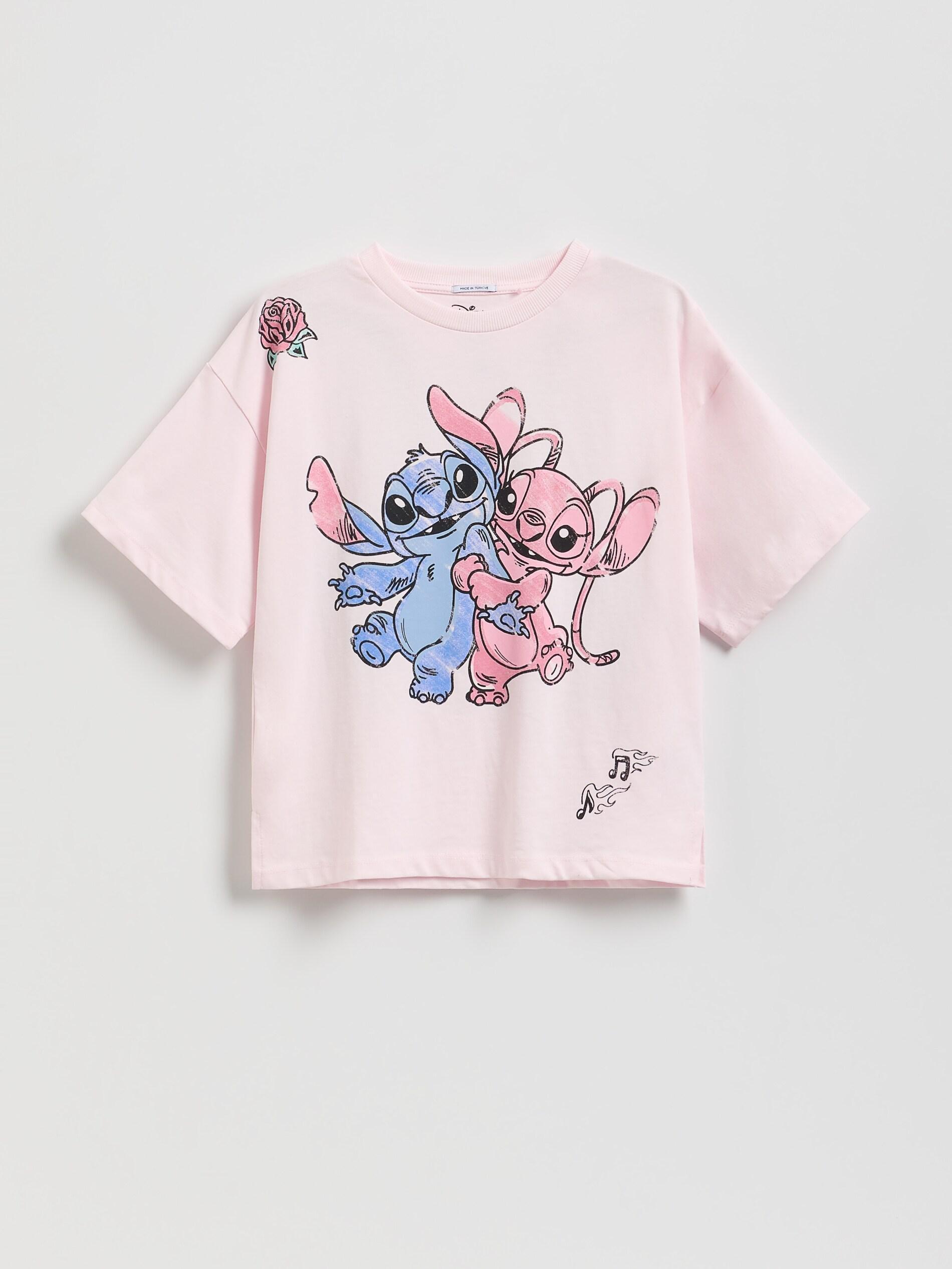 Pastel Pink Lilo And Stitch T-Shirt, Kids Girls, Pink, large image number 0