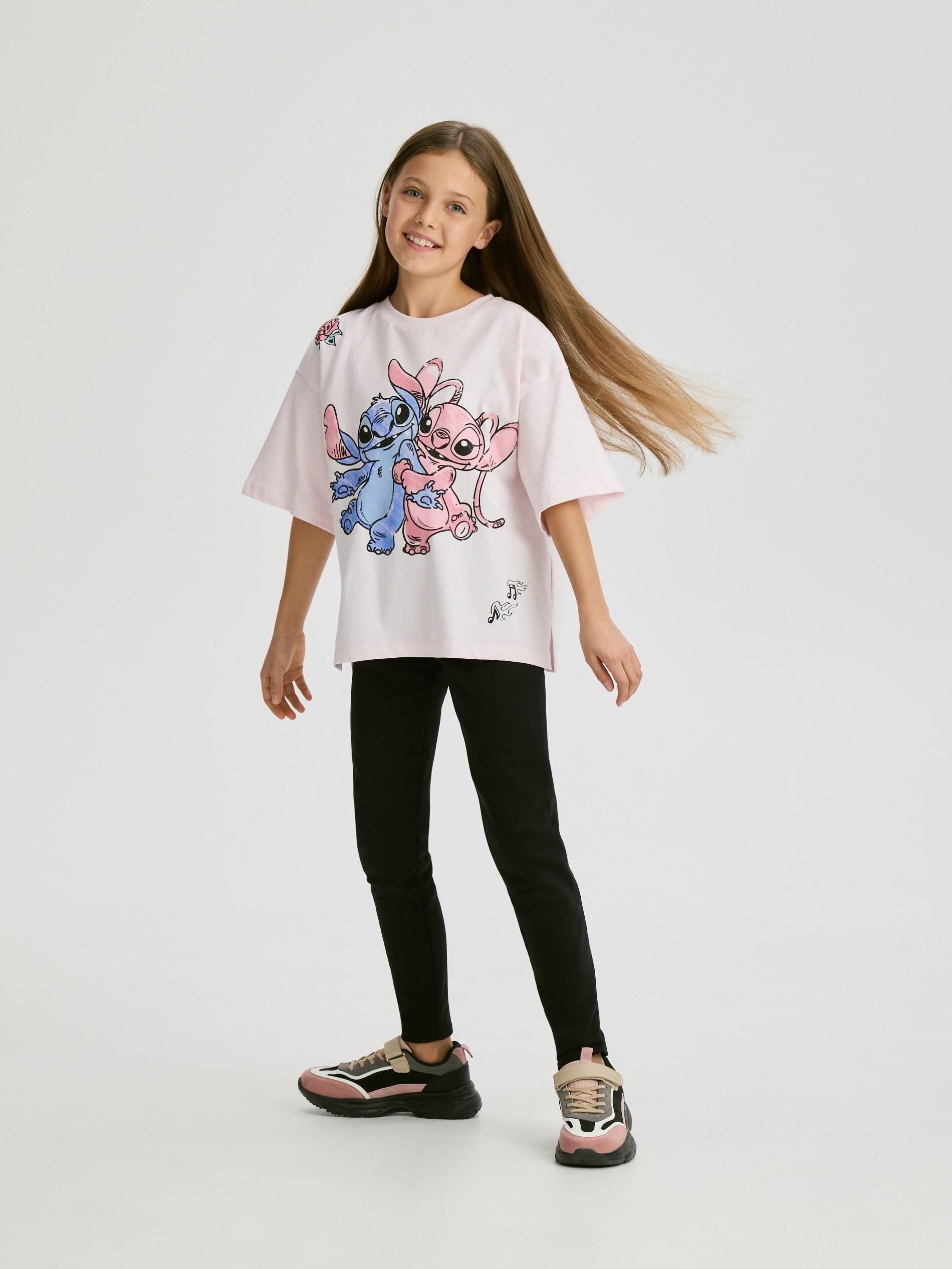 Pastel Pink Lilo And Stitch T-Shirt, Kids Girls, Pink, large image number 4