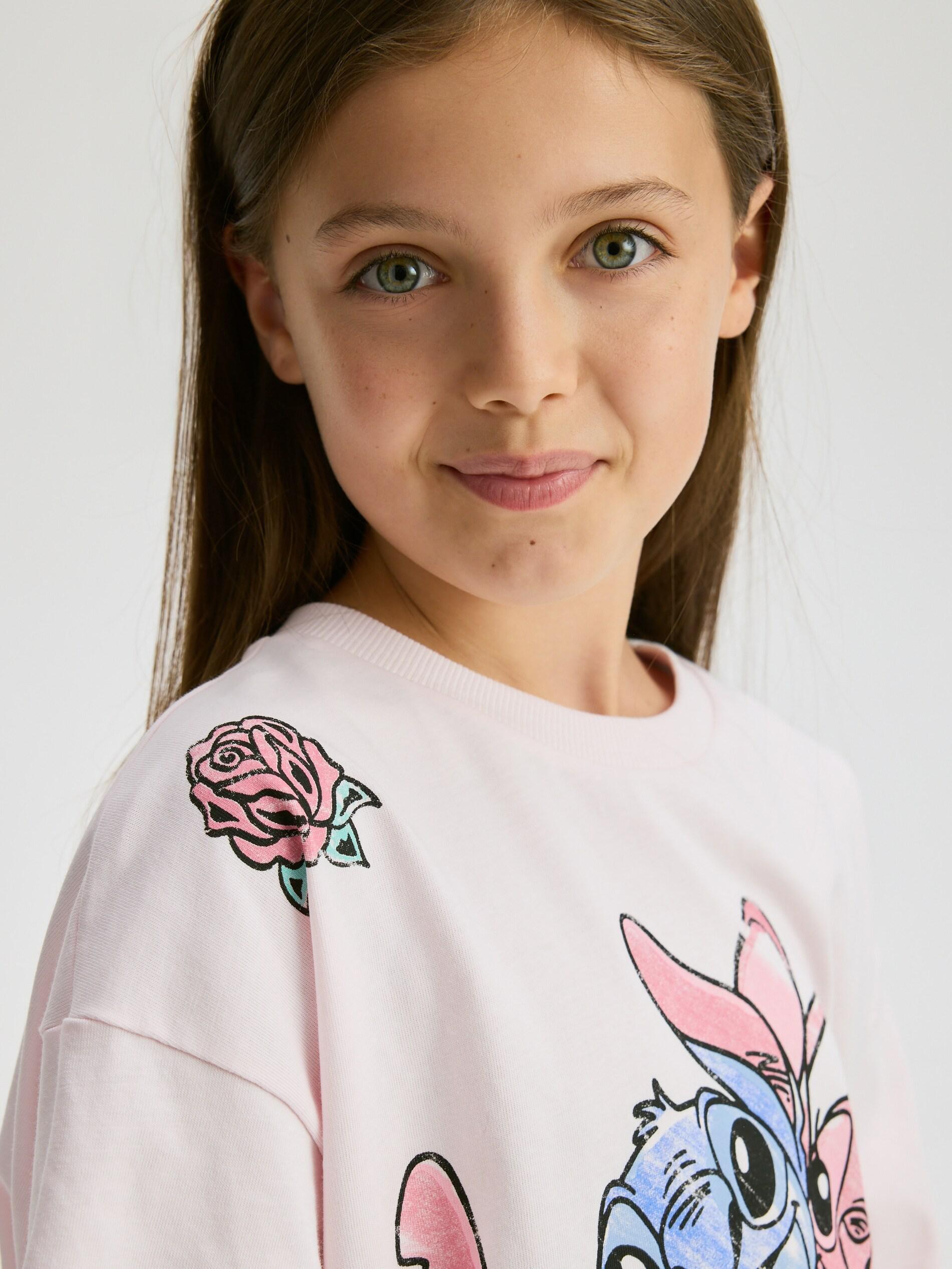 Pastel Pink Lilo And Stitch T-Shirt, Kids Girls, Pink, large image number 5