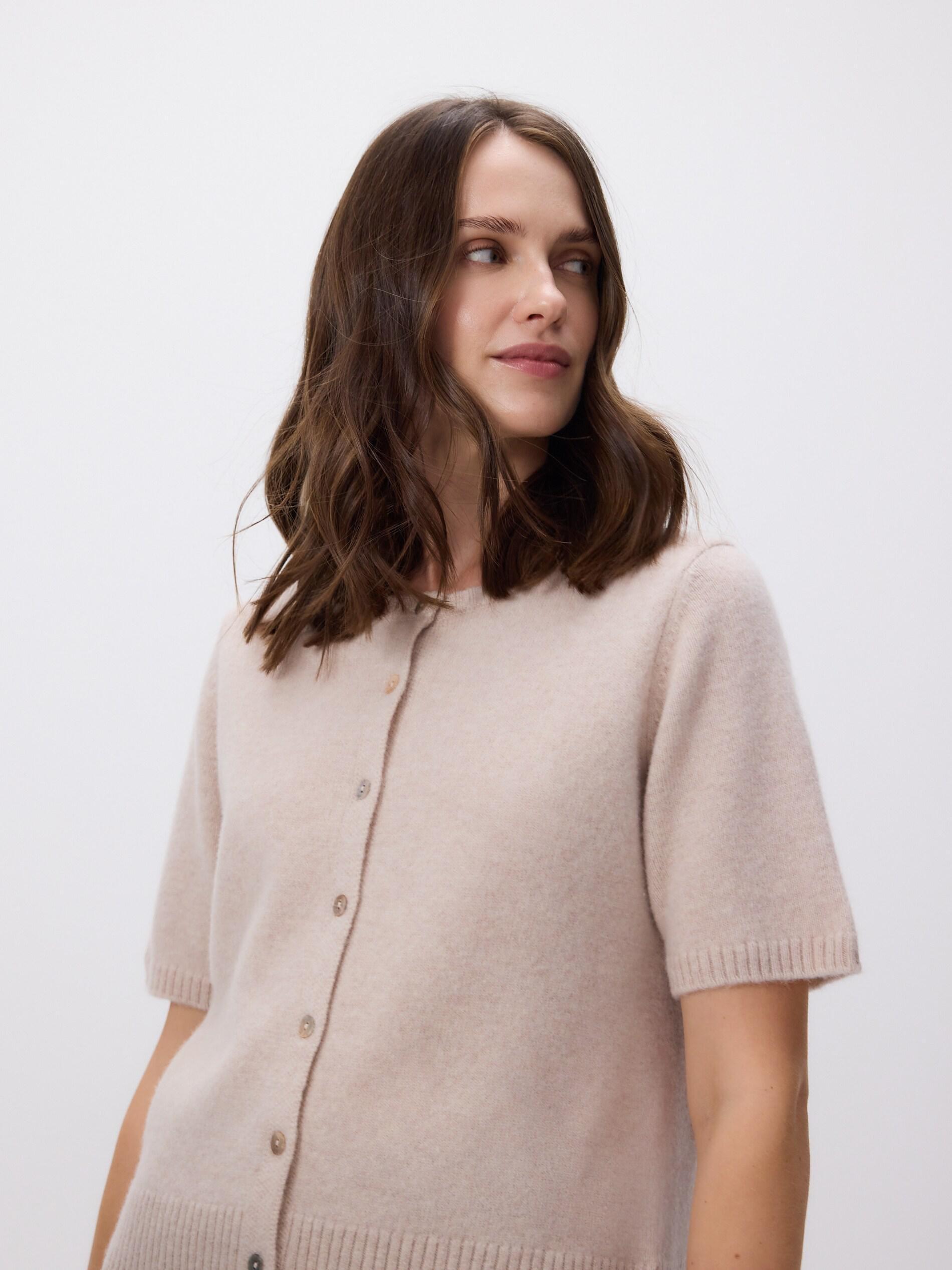 Beige Wool Cardigan, Beige, medium