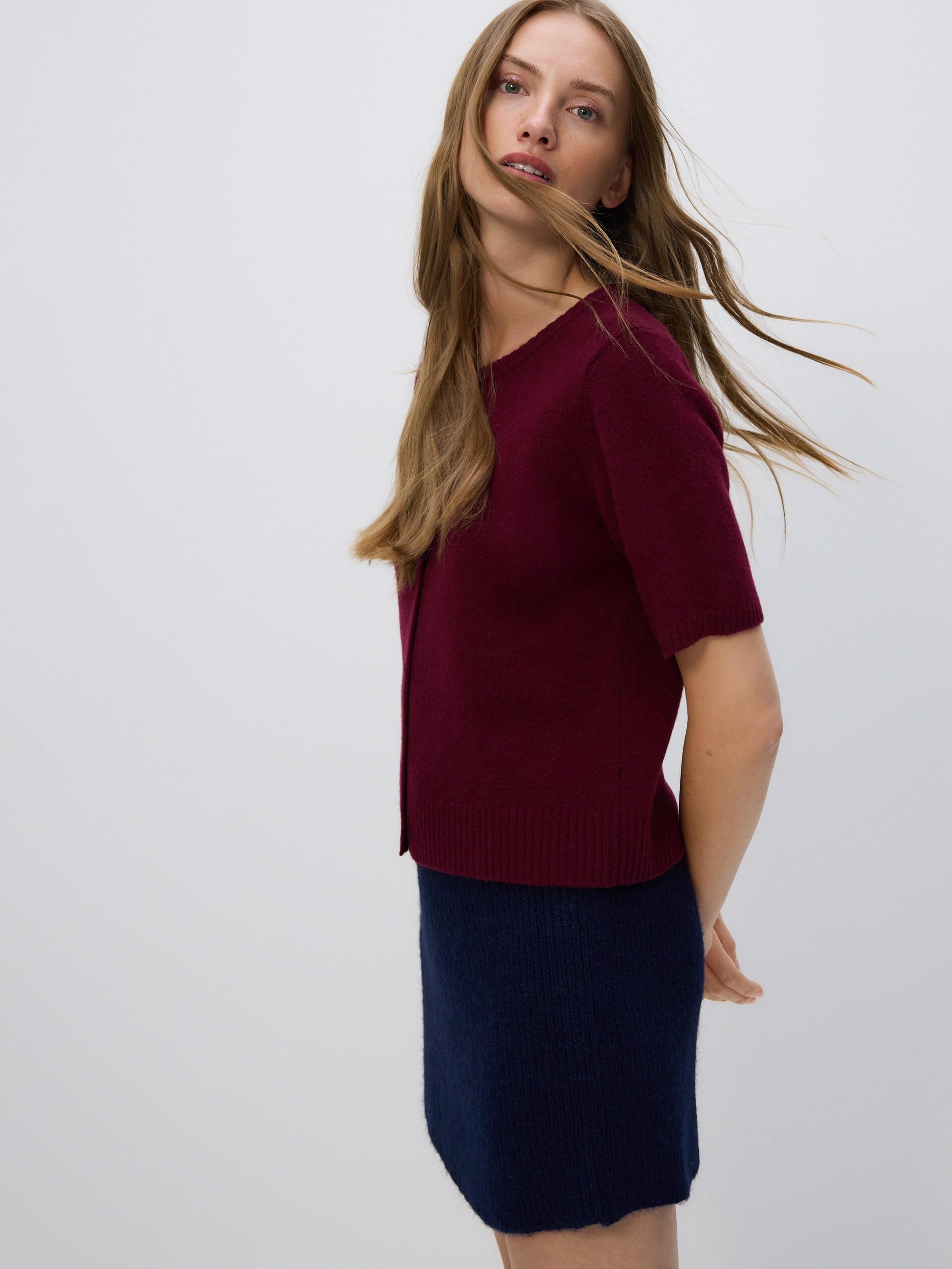 Maroon Wool Cardigan, Burgundy, medium