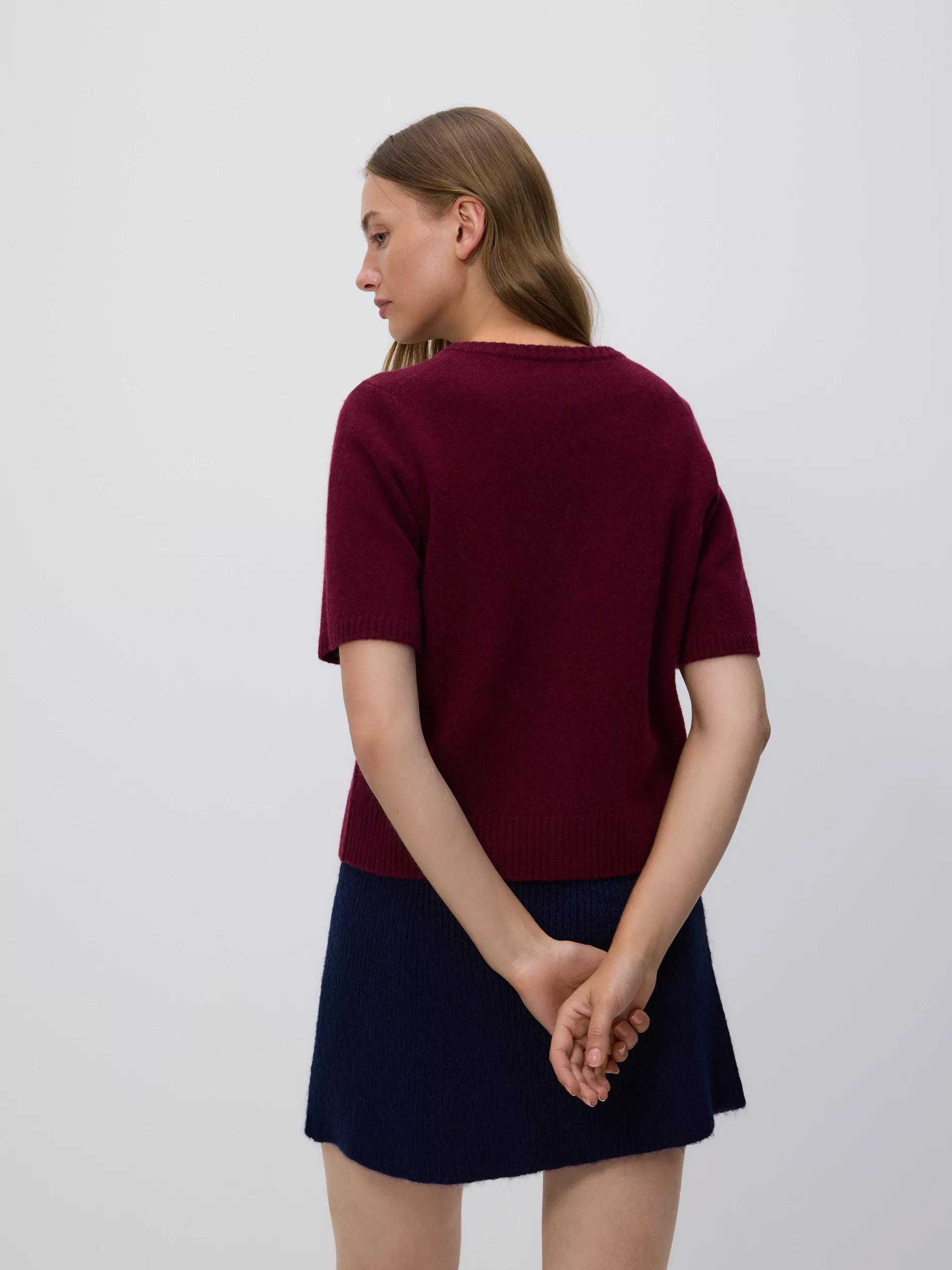 Maroon Wool Cardigan, Burgundy, large image number 2