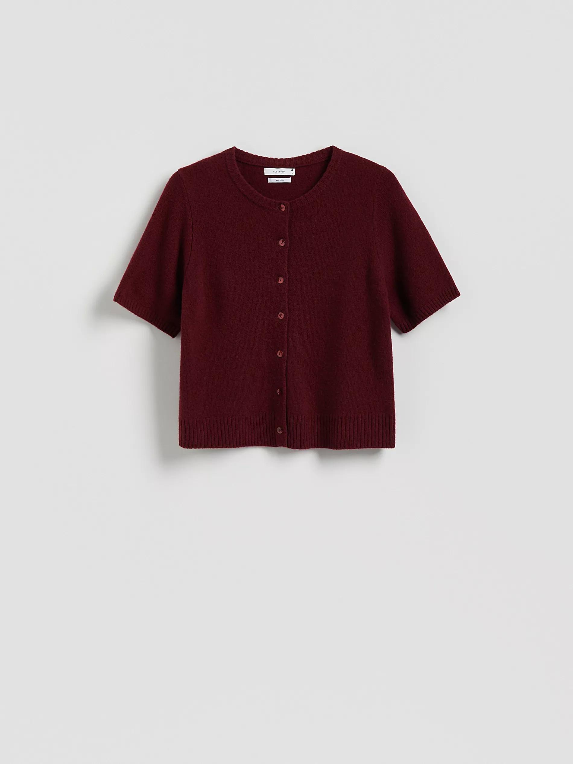 Maroon Wool Cardigan, Burgundy, large image number 4