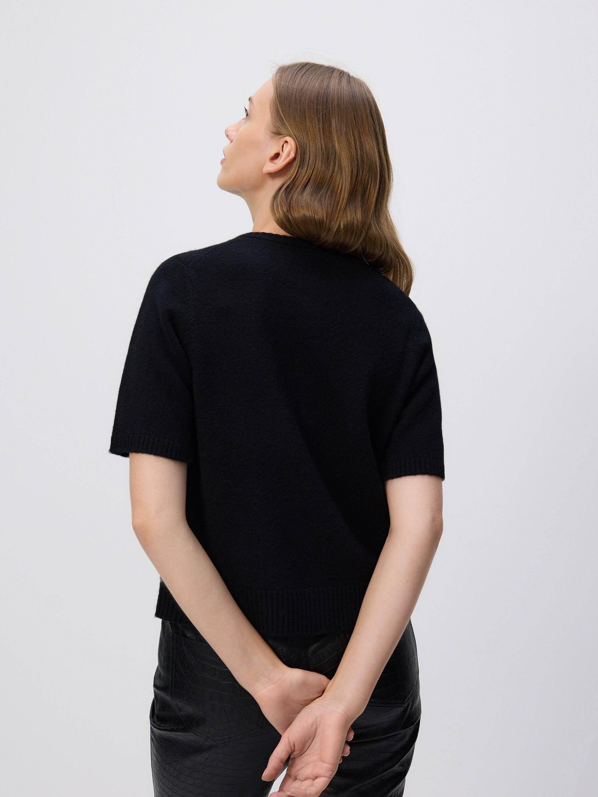 Black Wool Cardigan, Black, medium