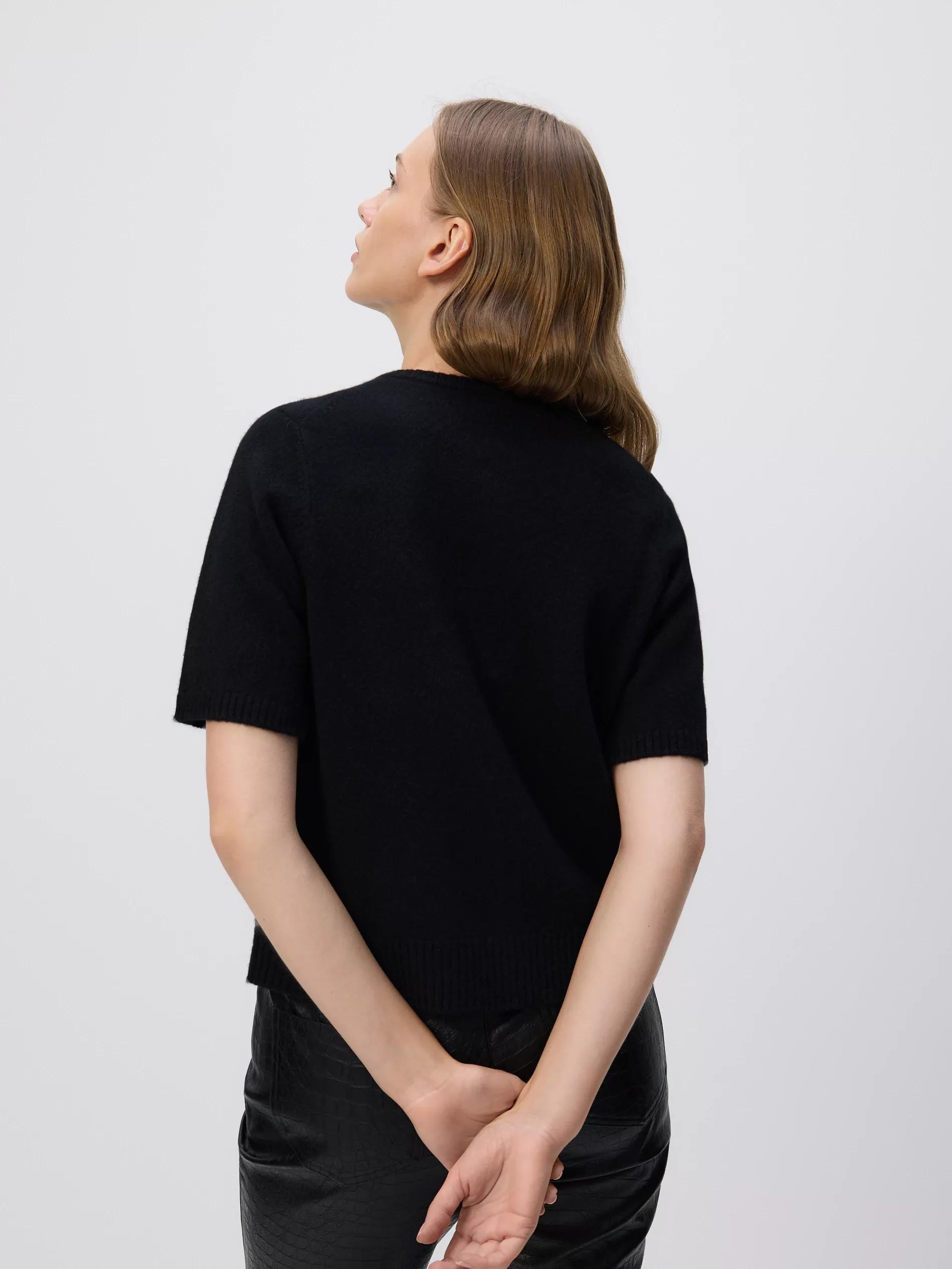 Black Wool Cardigan, Black, large image number 2