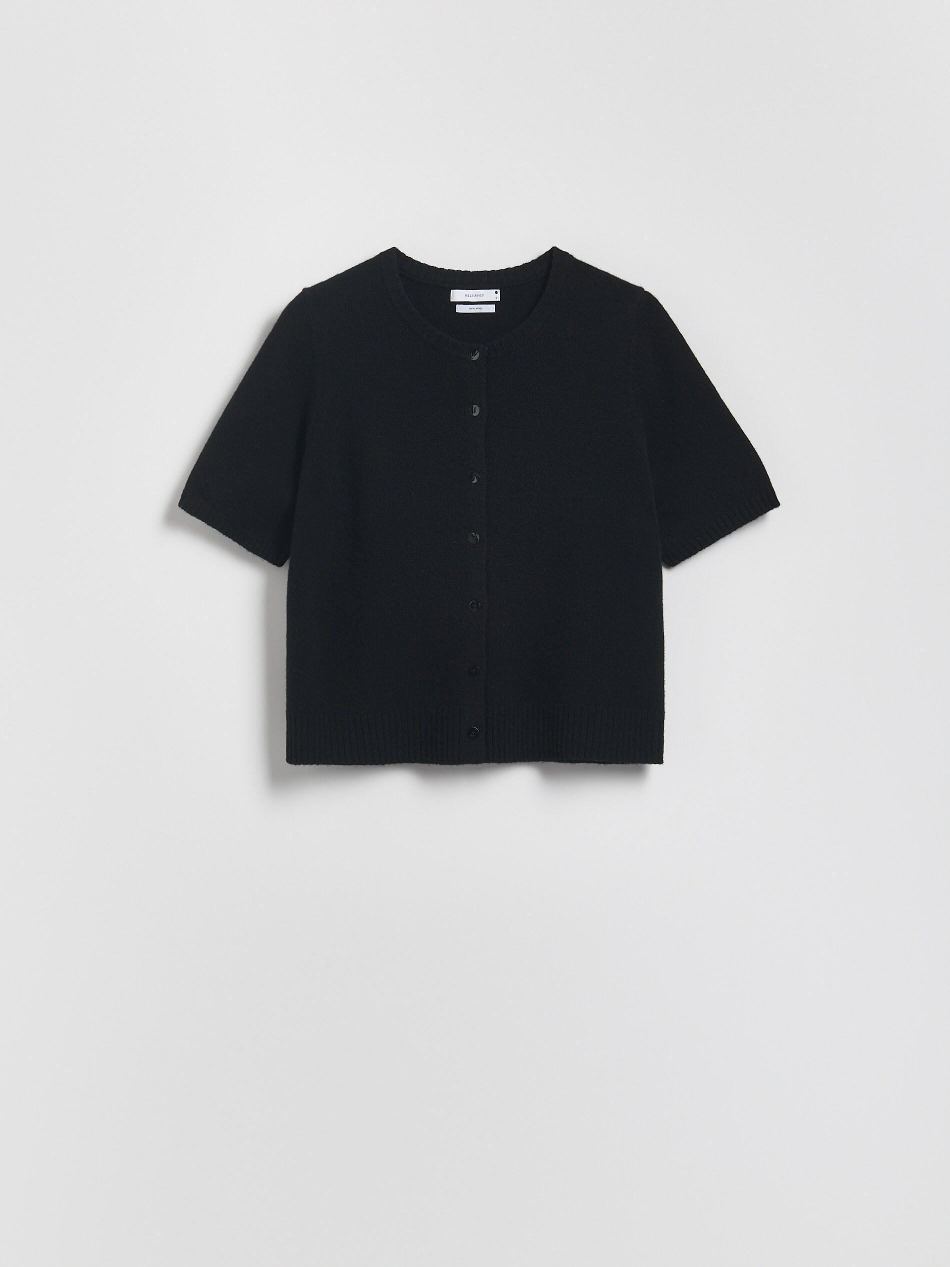 Black Wool Cardigan, Black, large image number 4