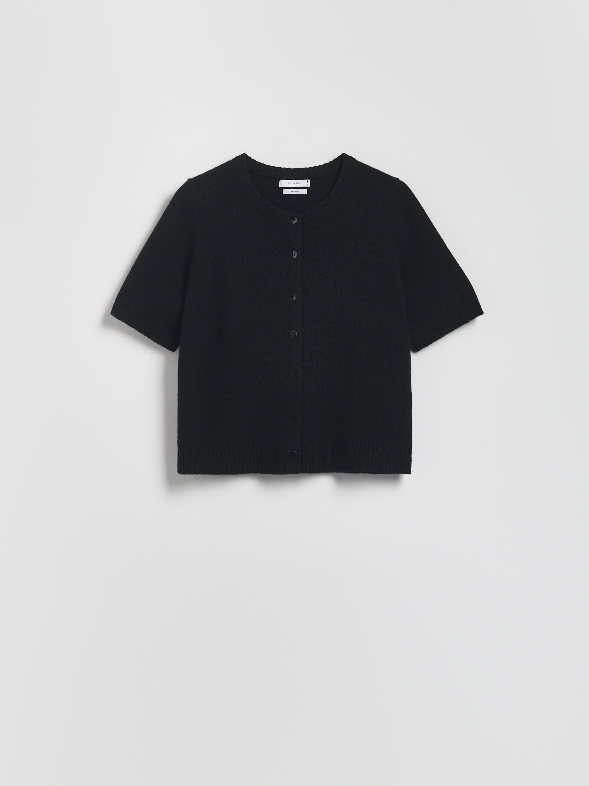Black Wool Cardigan, Black, large image number 4