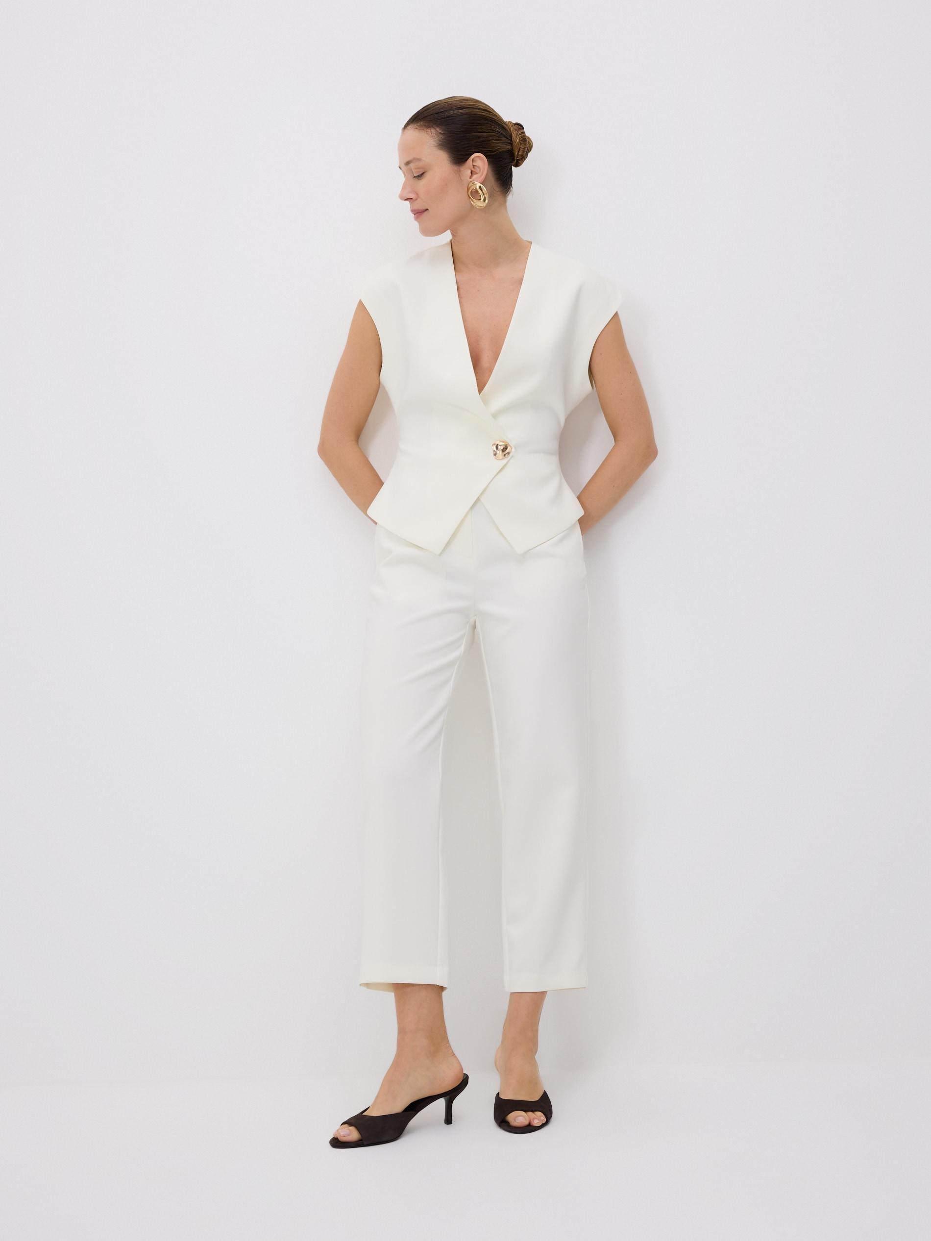 White Viscose Blend Vest, White, large image number 2