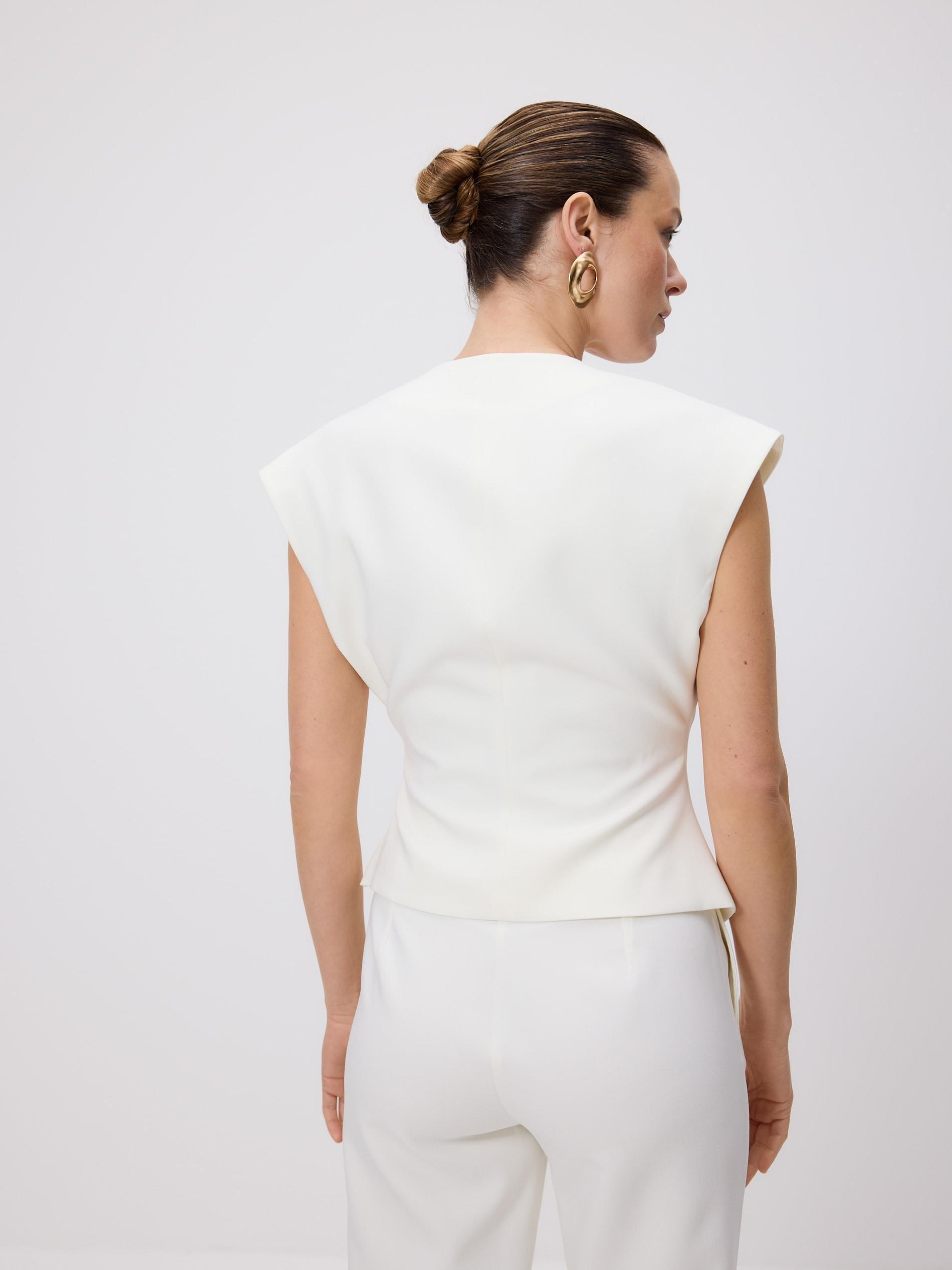 White Viscose Blend Vest, White, large image number 3