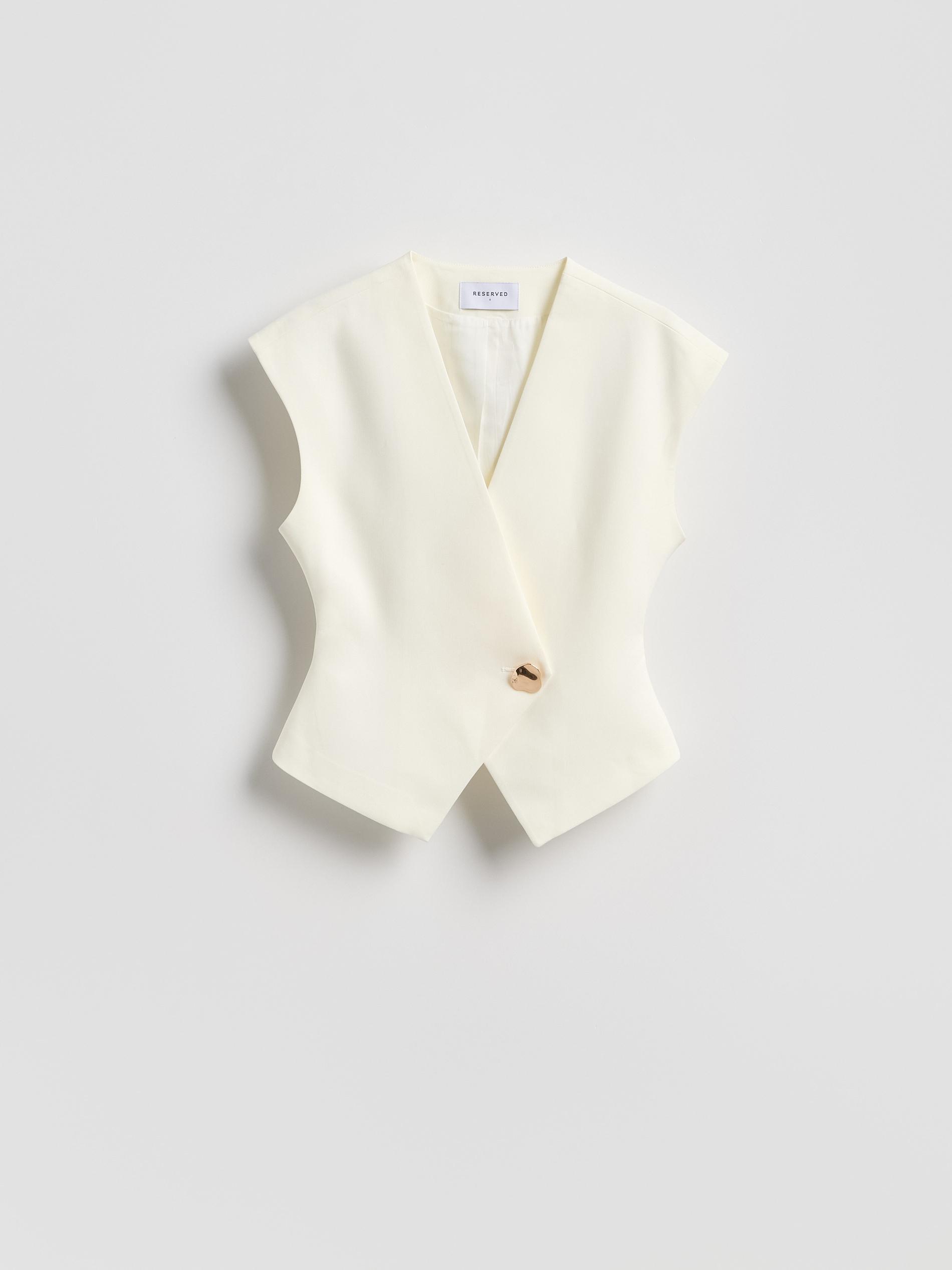 White Viscose Blend Vest, White, large image number 4