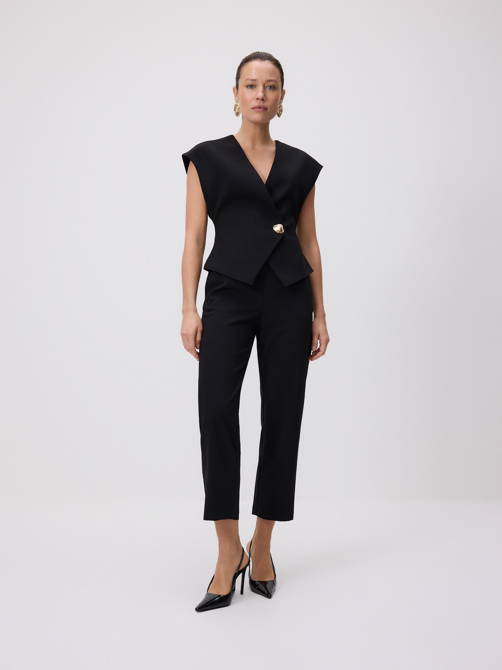 Black Viscose Blend Vest, Black, large image number 2