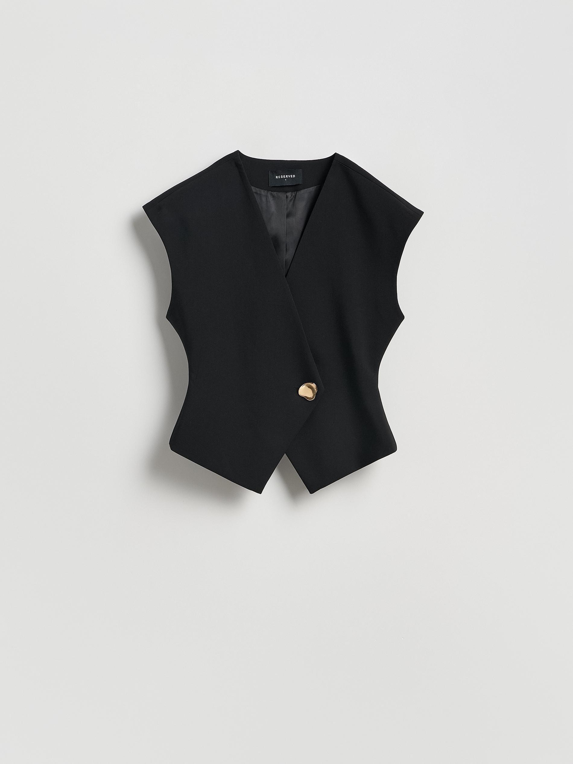 Black Viscose Blend Vest, Black, large image number 4