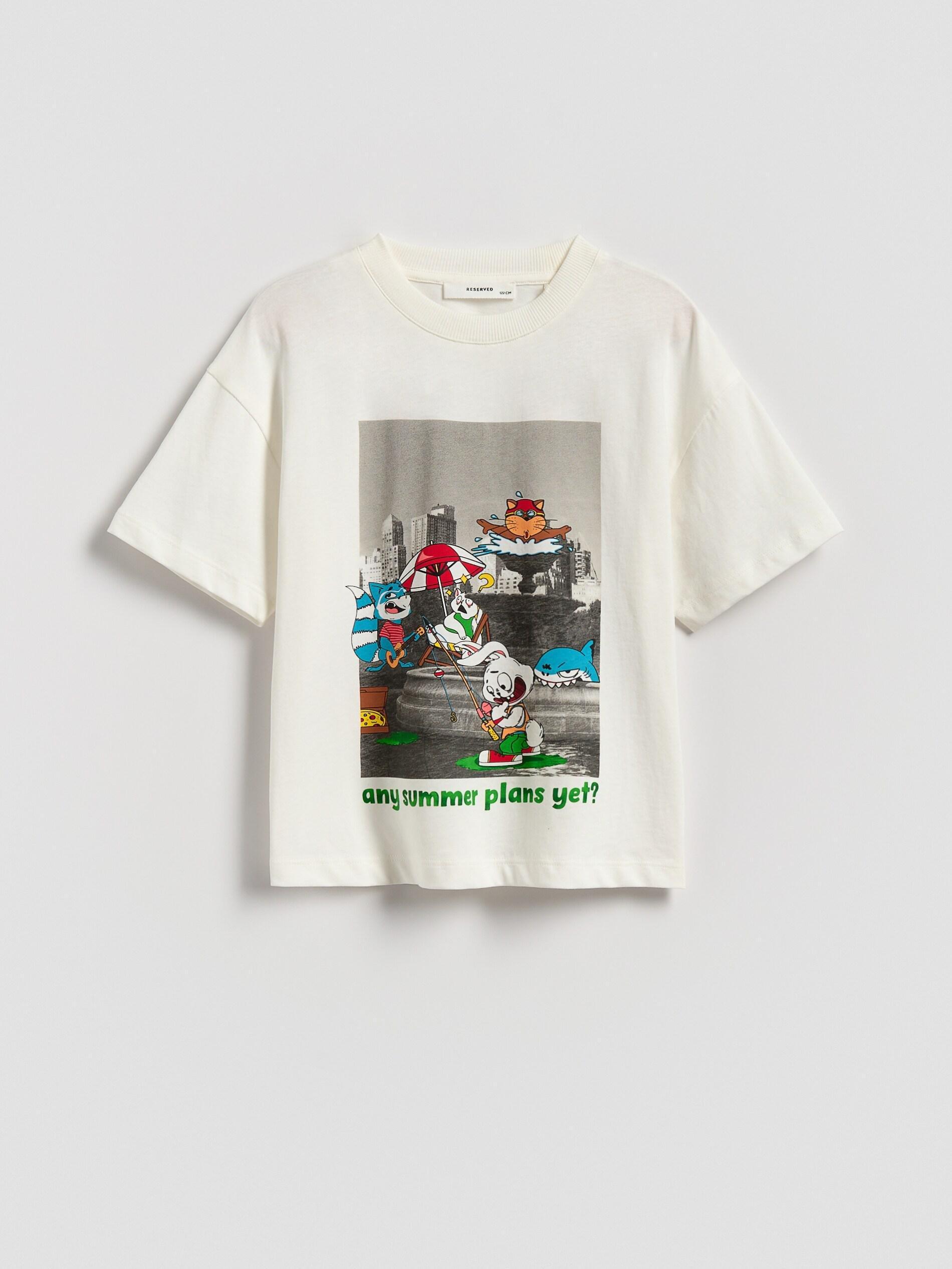 WHITE T-shirt with print, White, large image number 1
