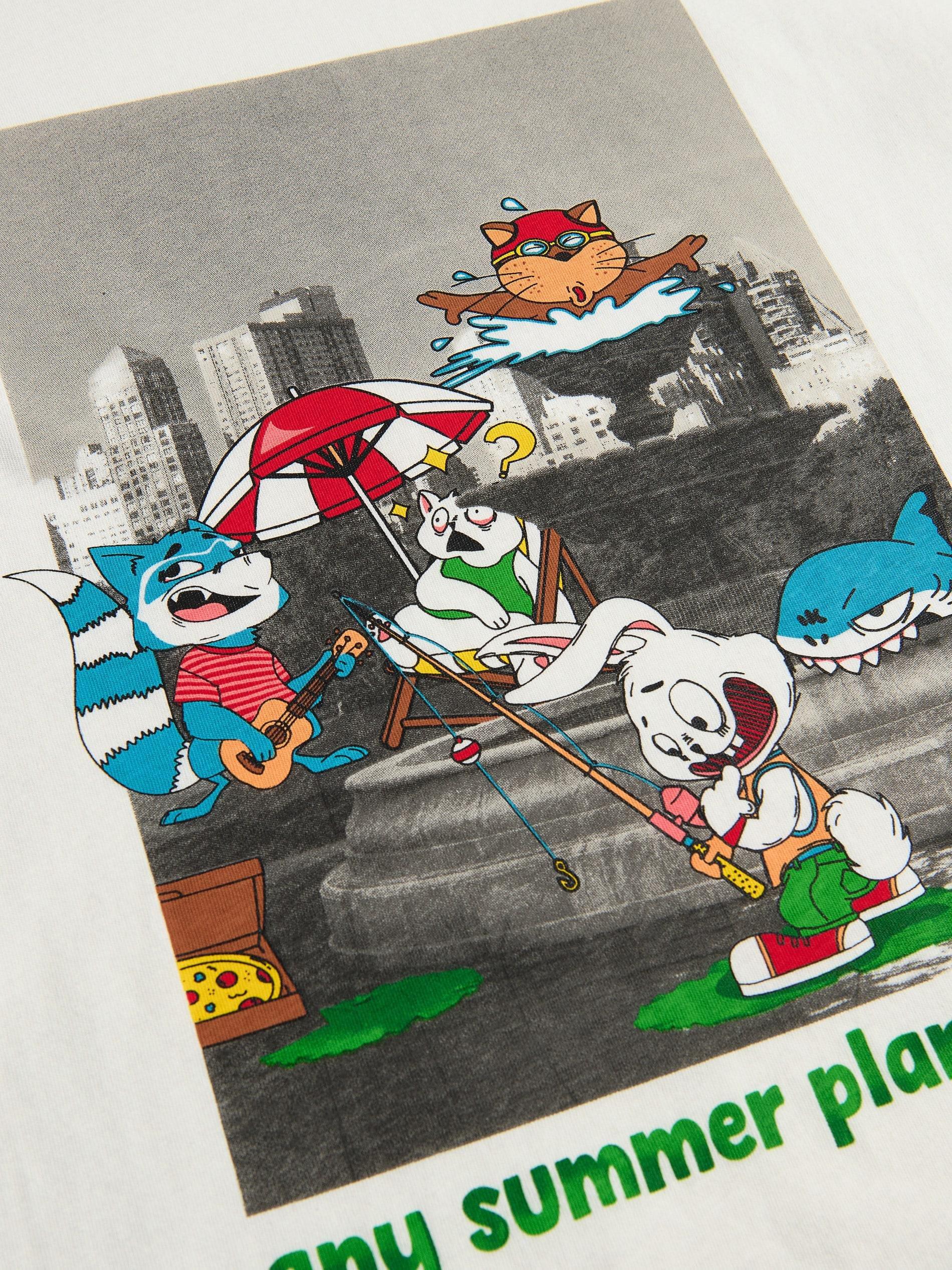 WHITE T-shirt with print, White, large image number 2