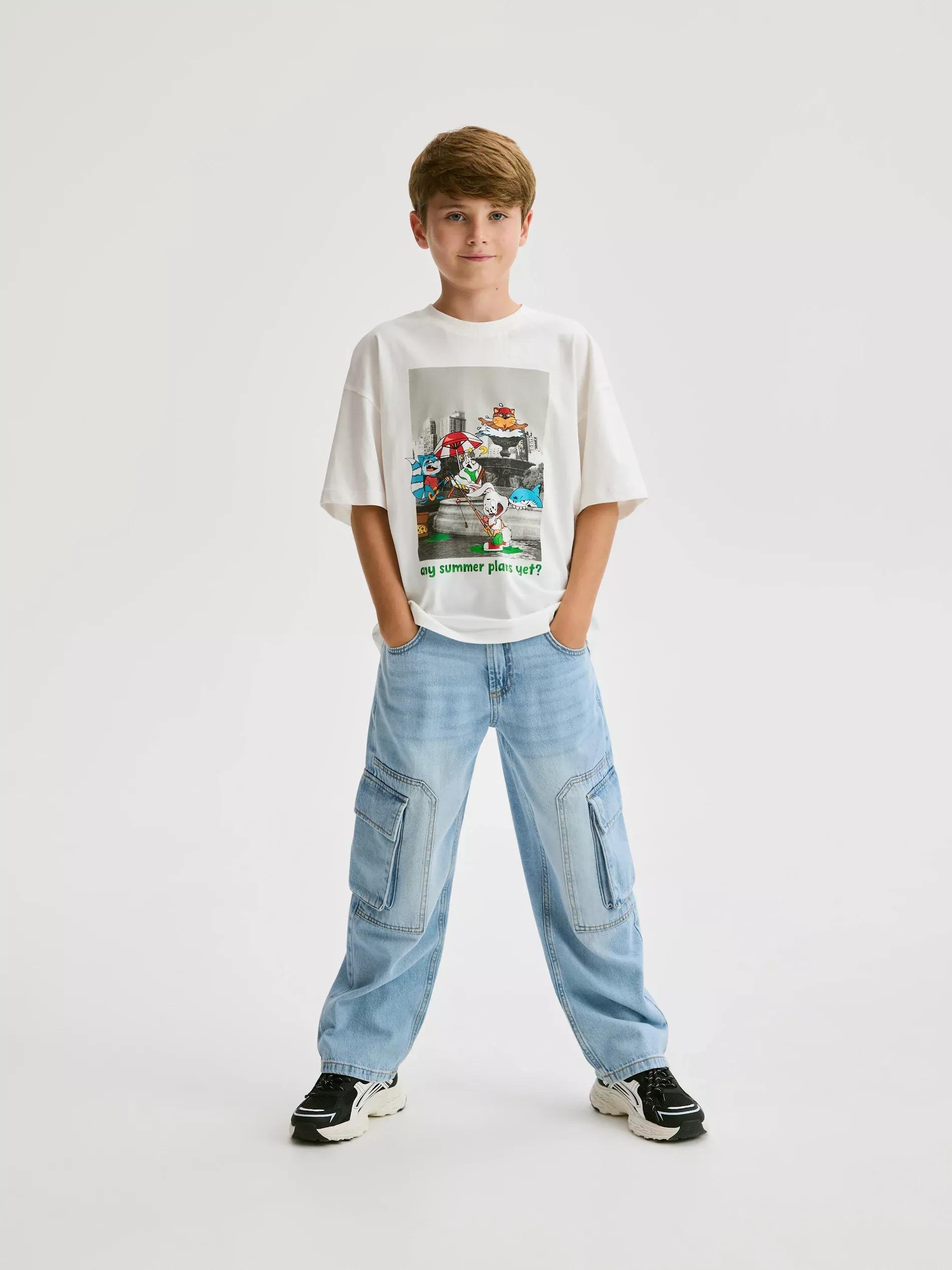 WHITE T-shirt with print, White, large image number 3