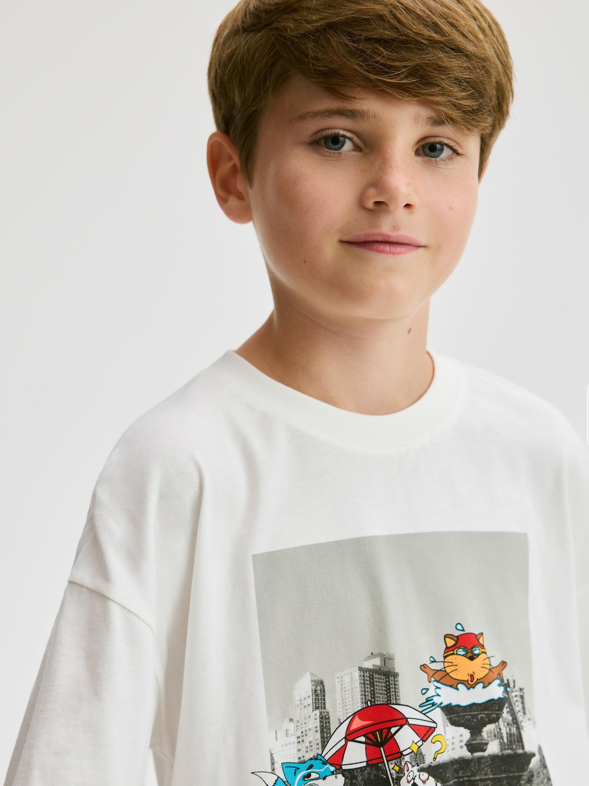 WHITE T-shirt with print, White, large image number 4