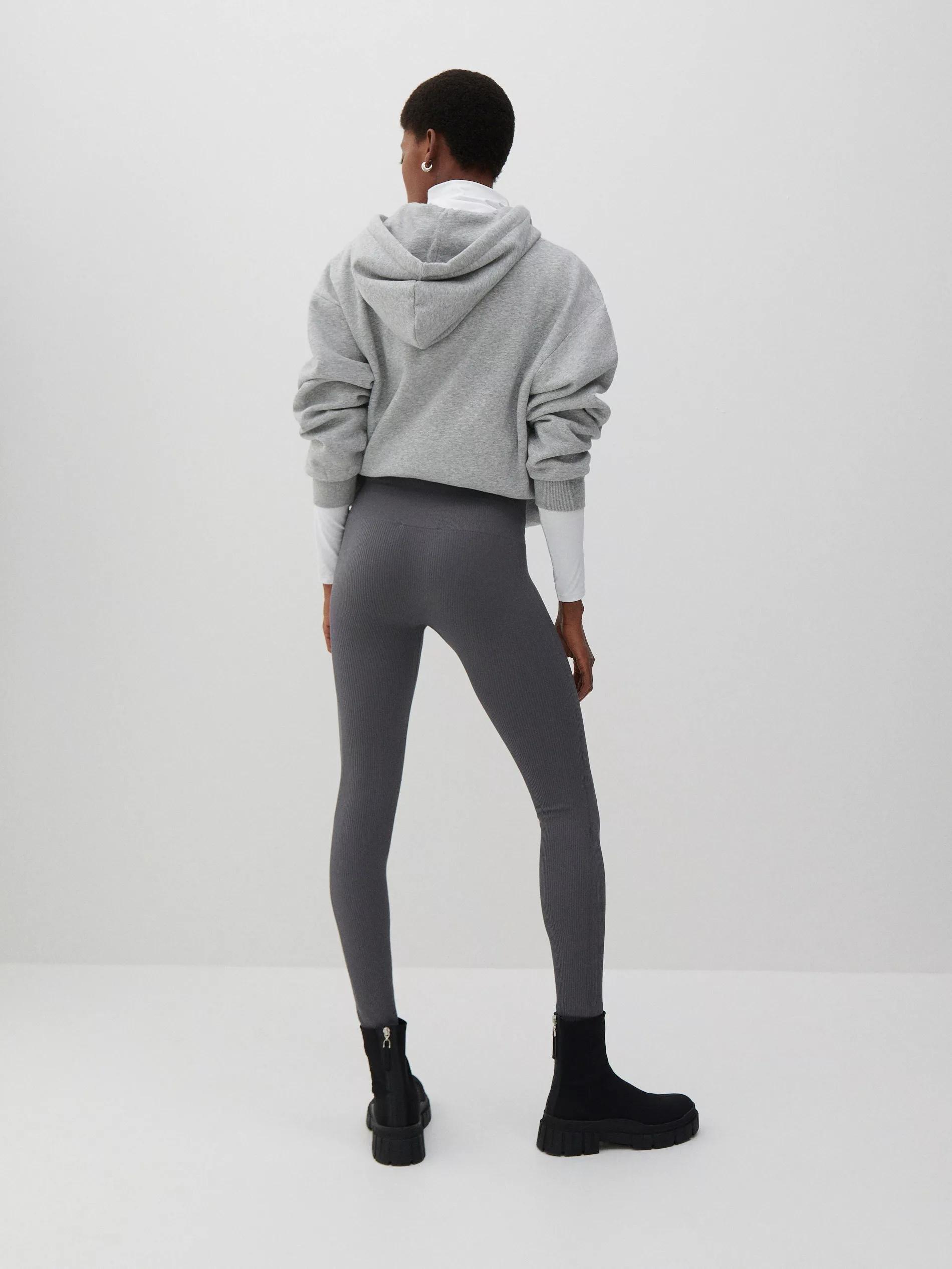 Dark Grey Ribbed Leggings, Women, , large image number 2