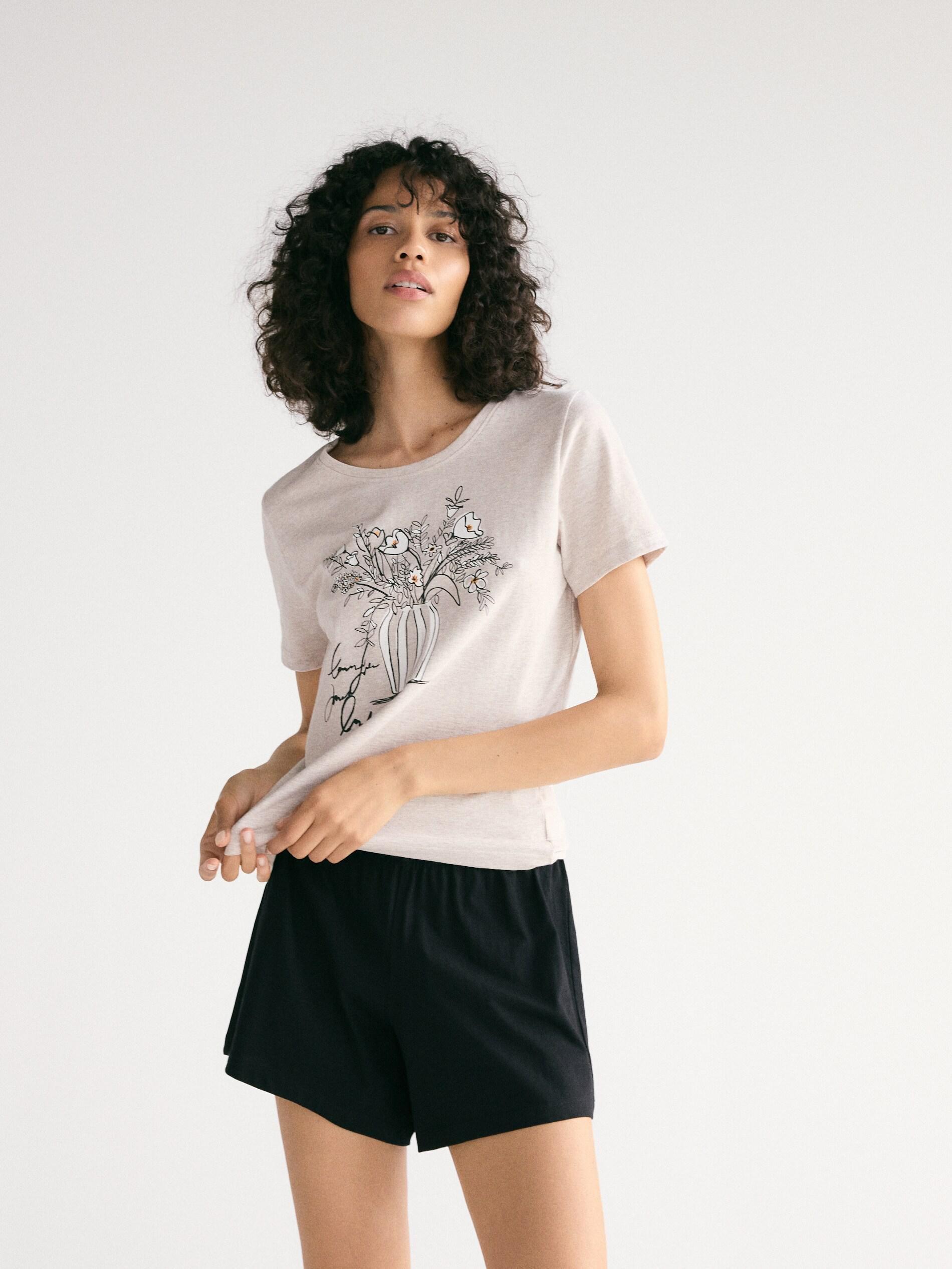 Black Two Piece Pyjama Set, Black, medium