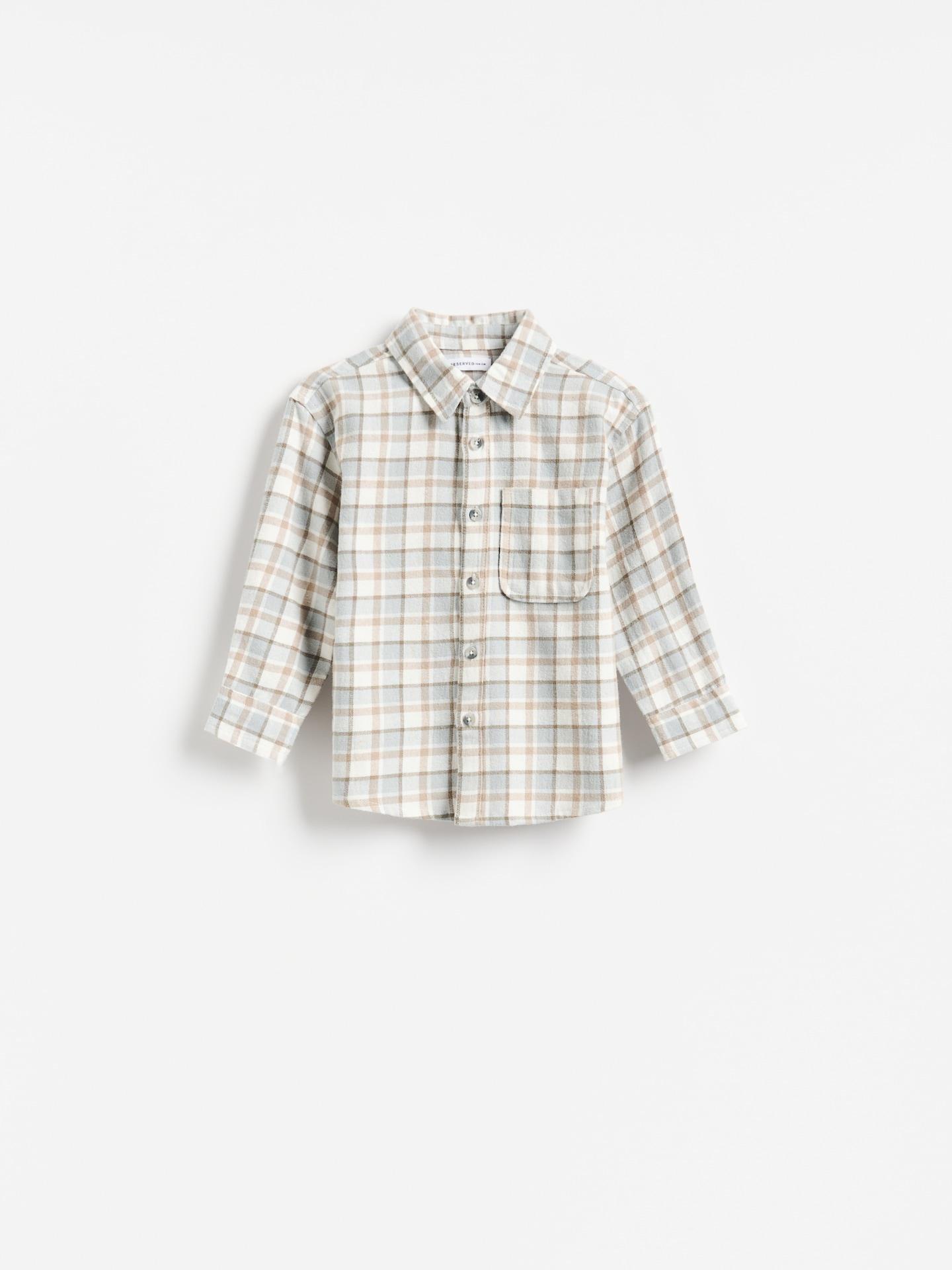 Grey Check Cotton Shirt, Light grey, medium