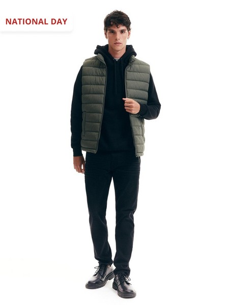 Reserved - Green Stand Up Collar Quilted Vest