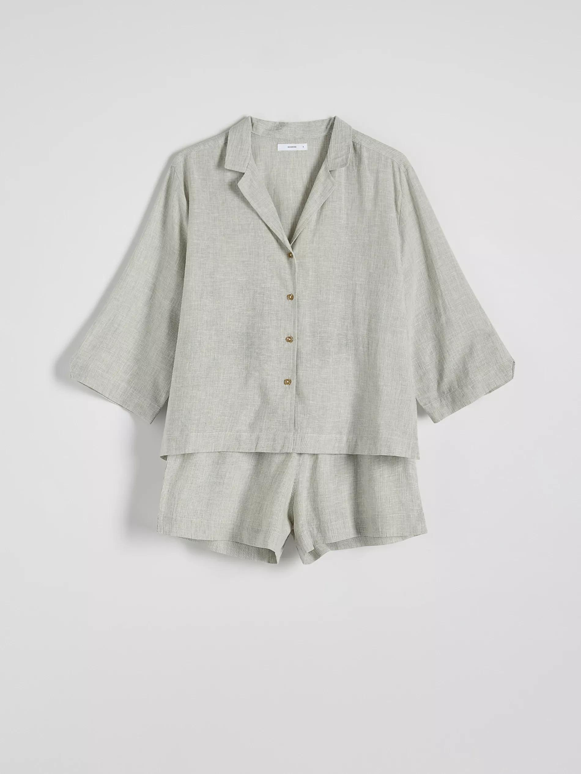 Cream Two-Piece Linen-Blend Pyjama Set, , large image number 4