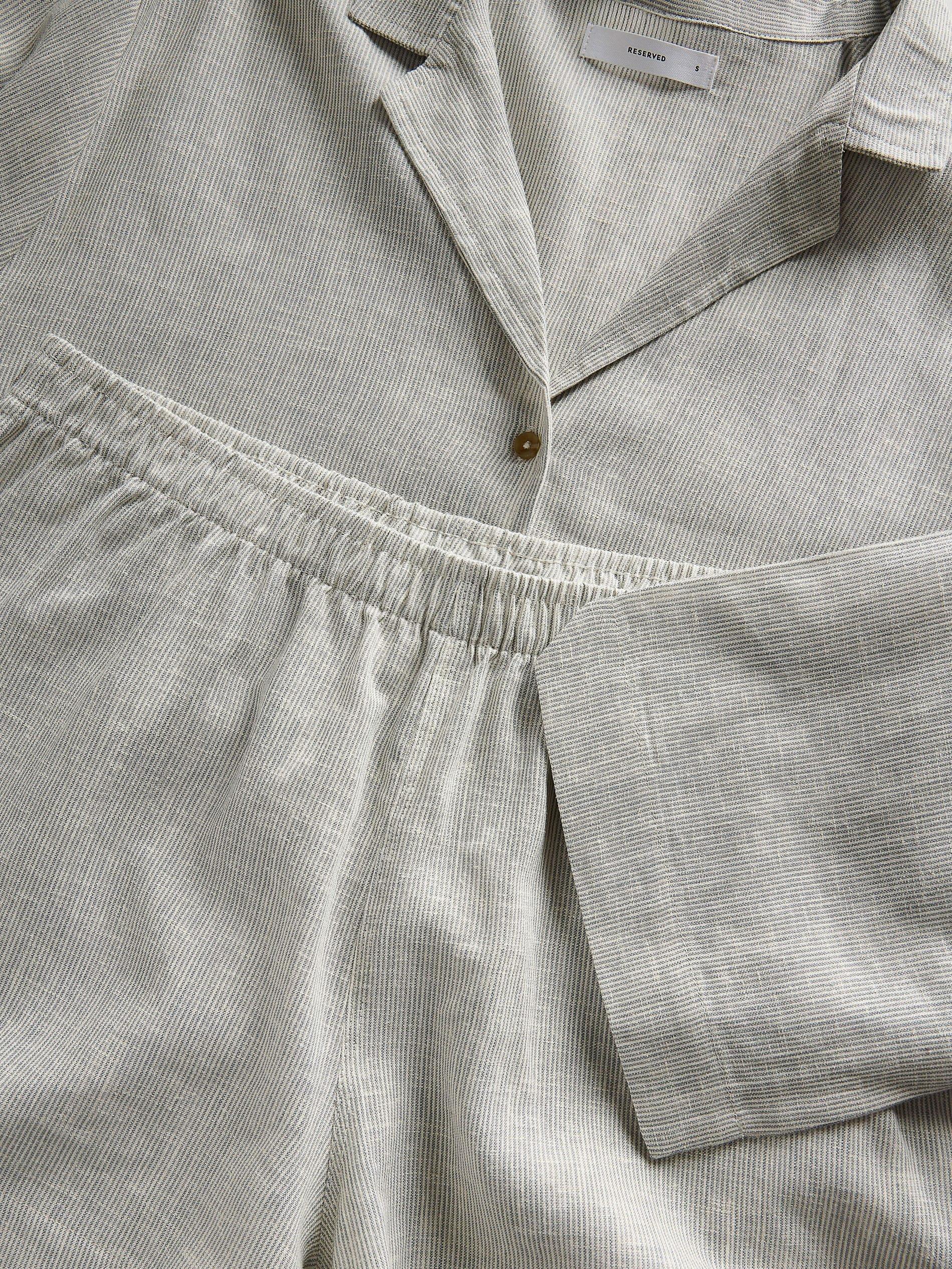 Cream Two-Piece Linen-Blend Pyjama Set, , large image number 5