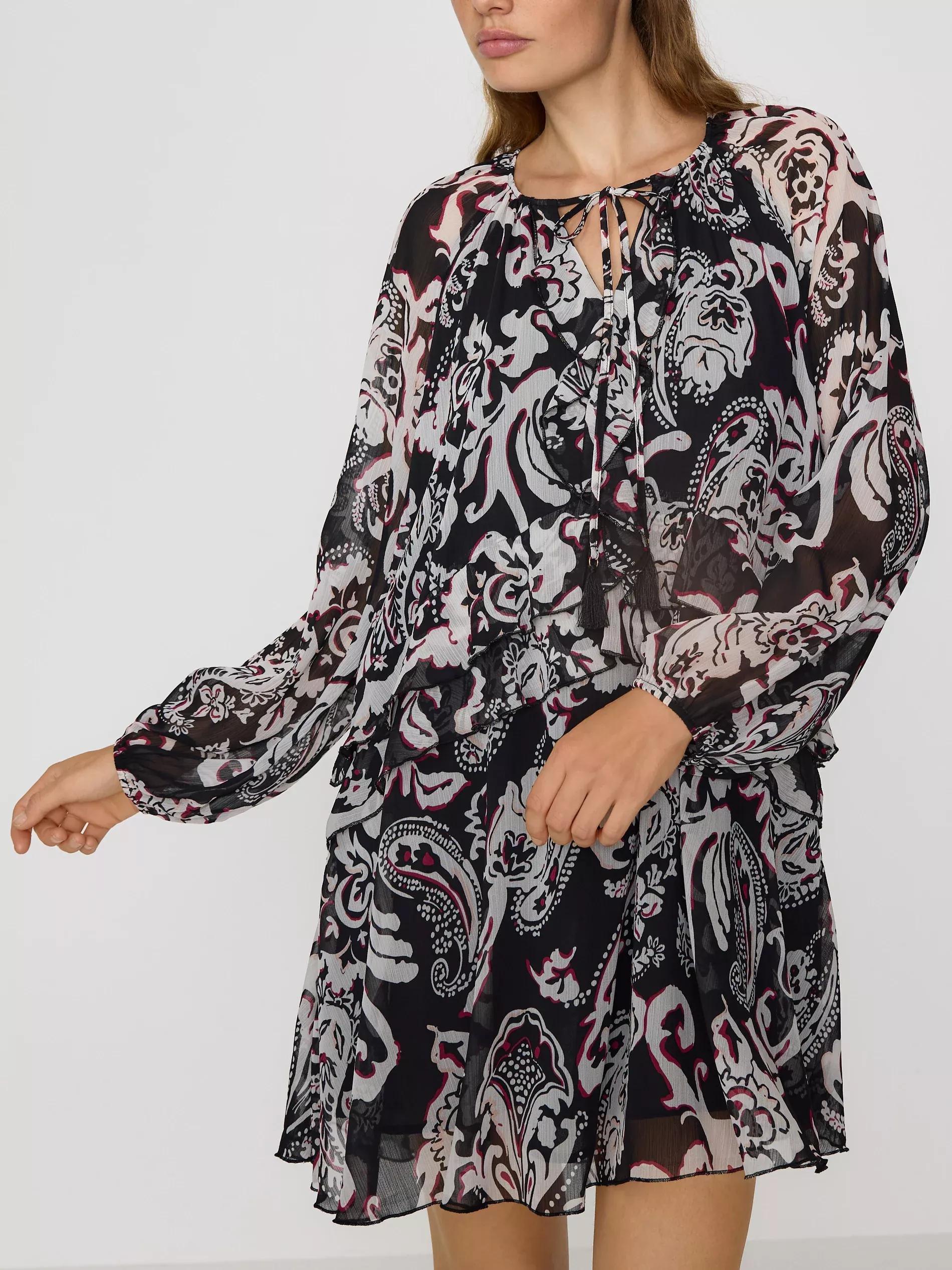فستان منقوش قصير متعدد الألوان, Multicolor, medium