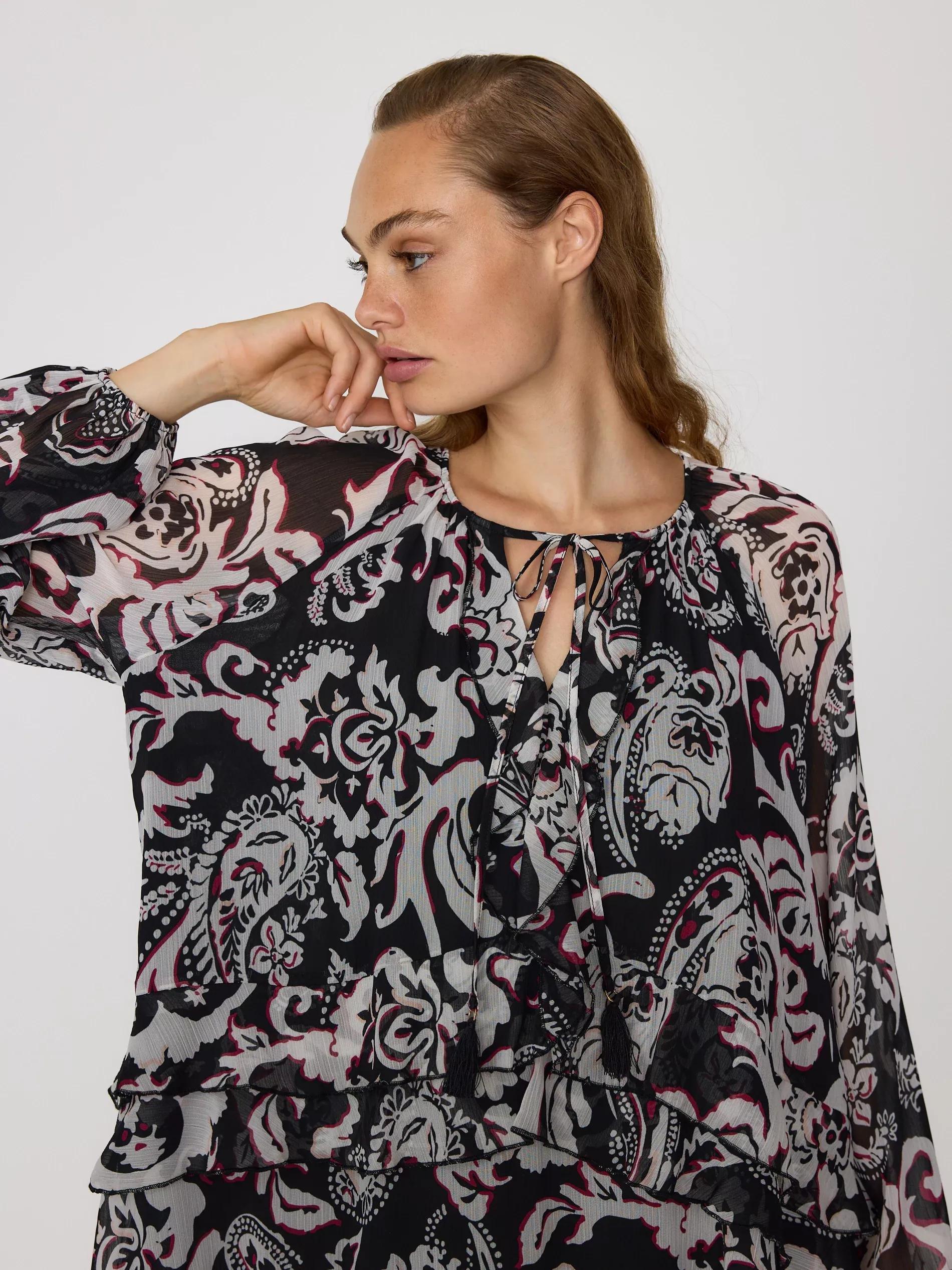 فستان منقوش قصير متعدد الألوان, Multicolor, medium