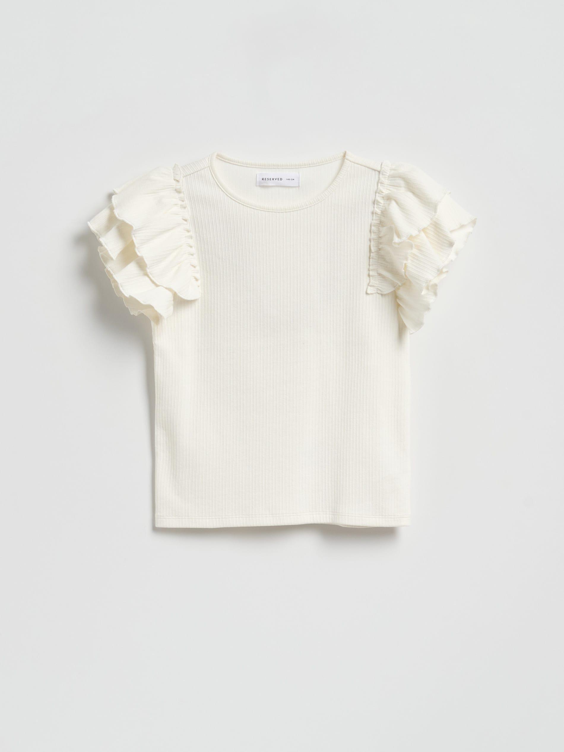 Cream Ruffle Blouse, Ivory, large image number 0