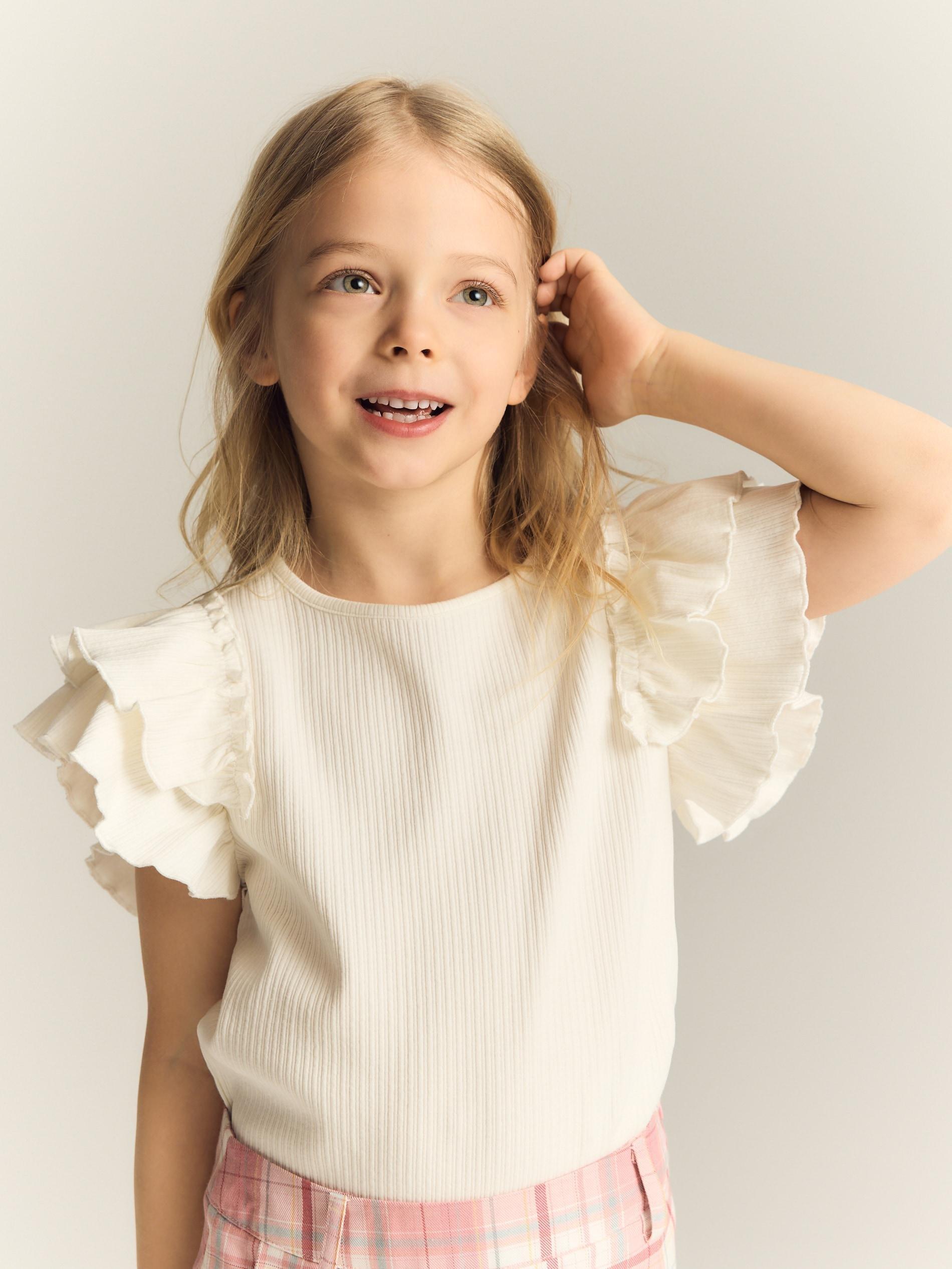 Cream Ruffle Blouse, Ivory, large image number 2