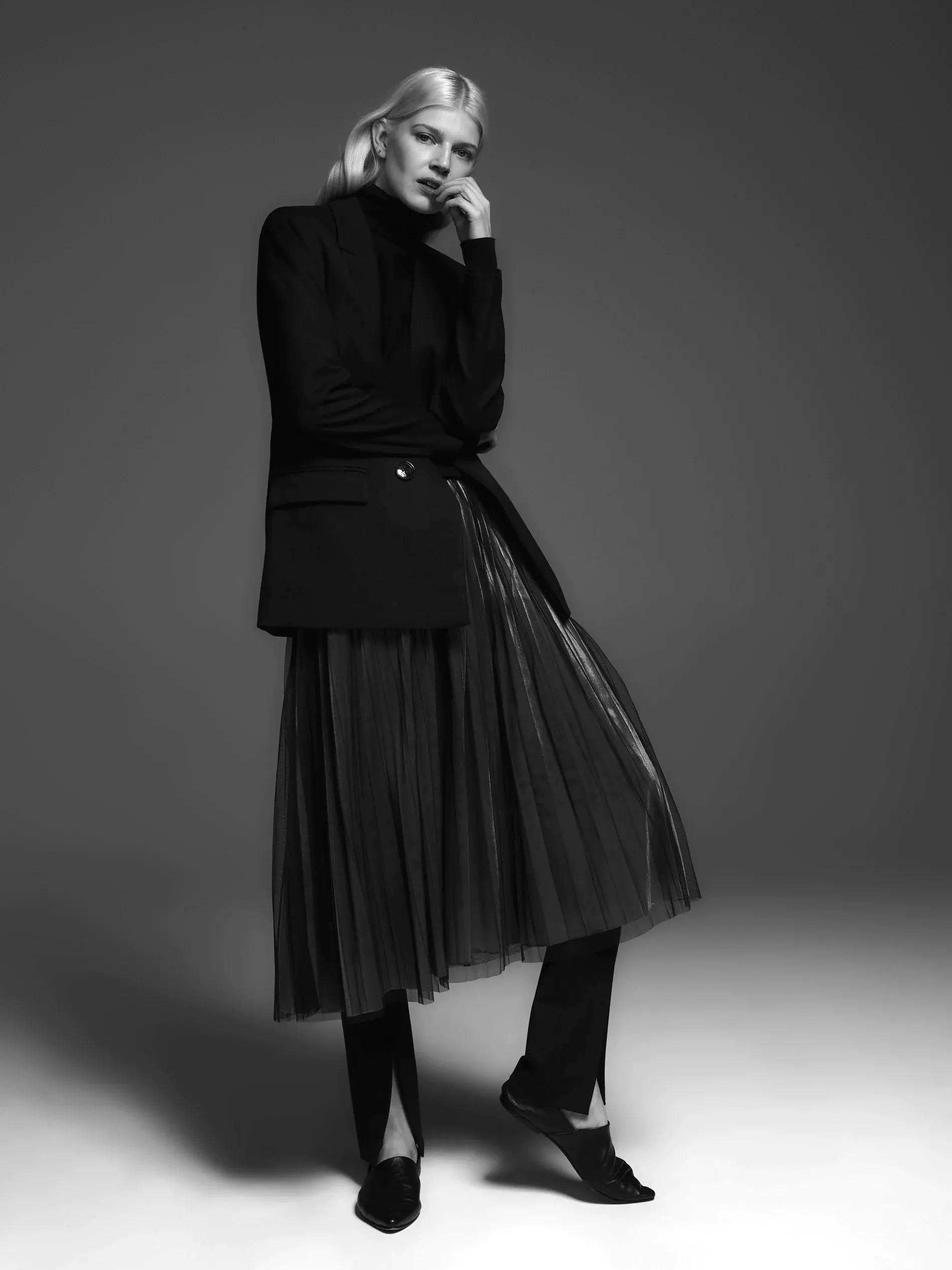 Black Midi Skirt, , large image number 0