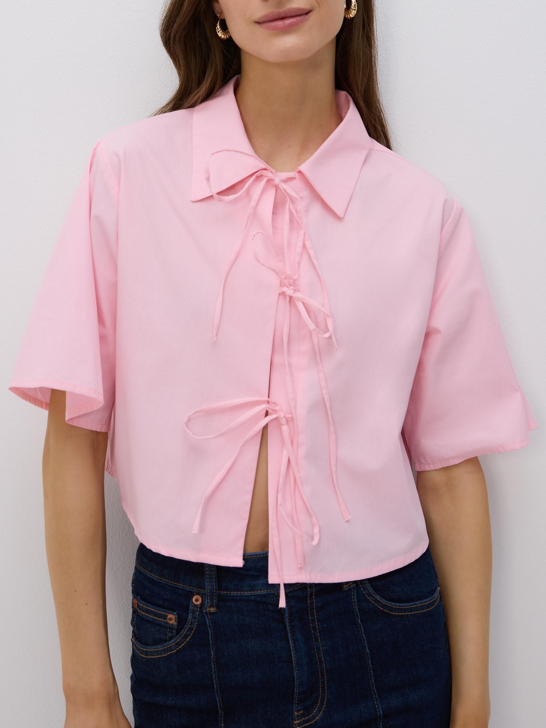 Pink Shirt With Tie Detail, Pink, medium