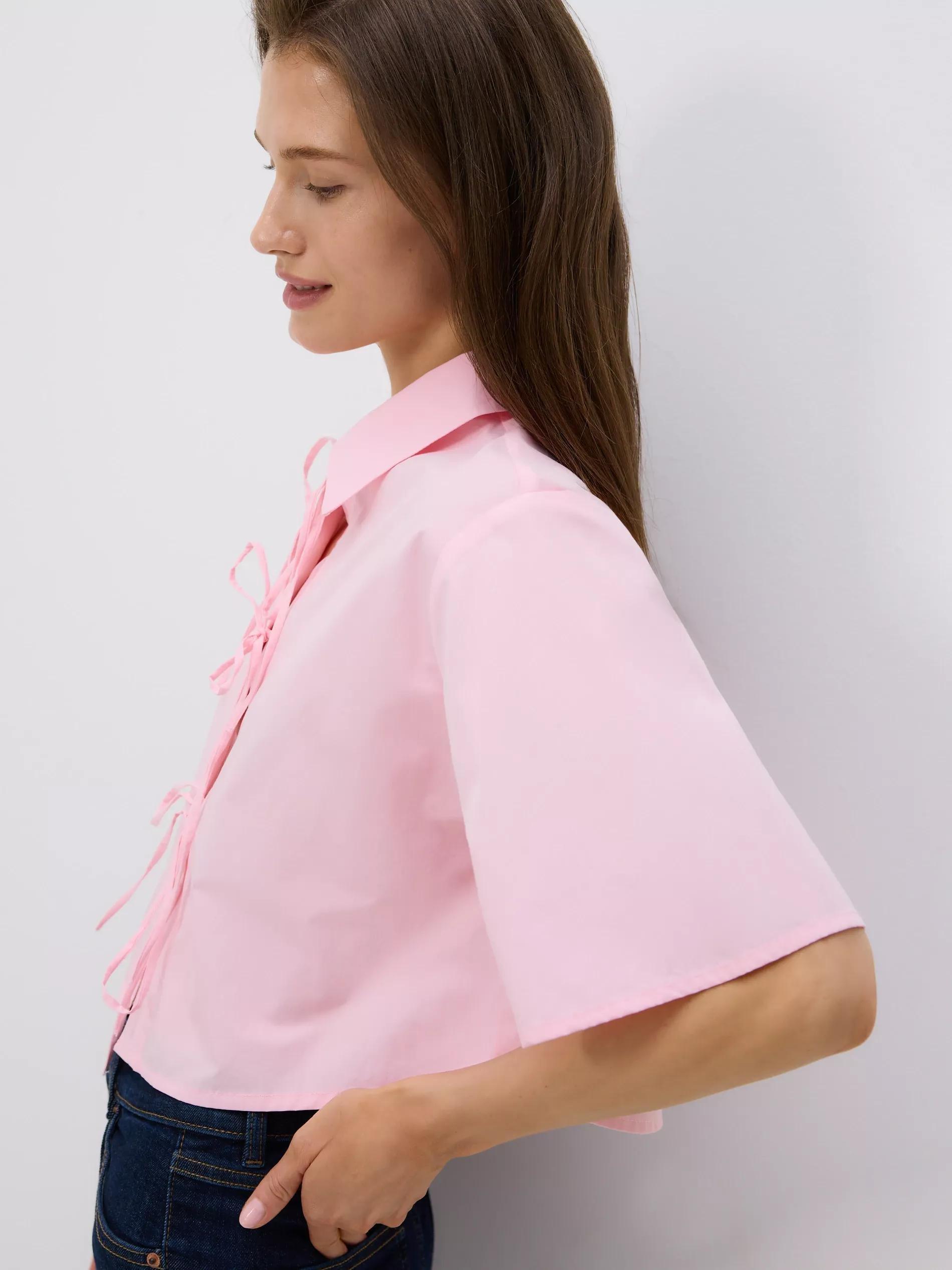 Pink Shirt With Tie Detail, , large image number 2