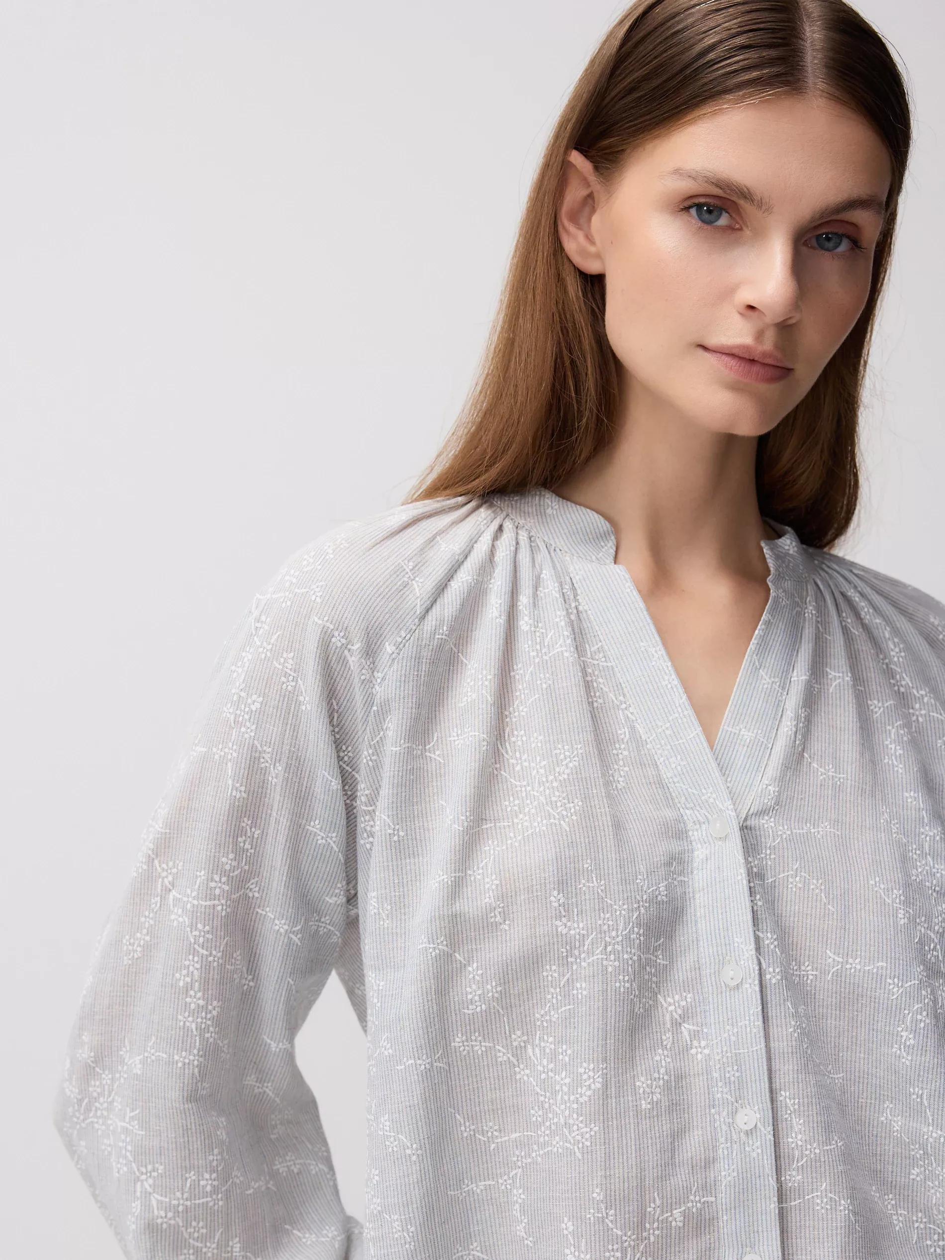 Blue Linen Blend Shirt, Blue, large image number 0