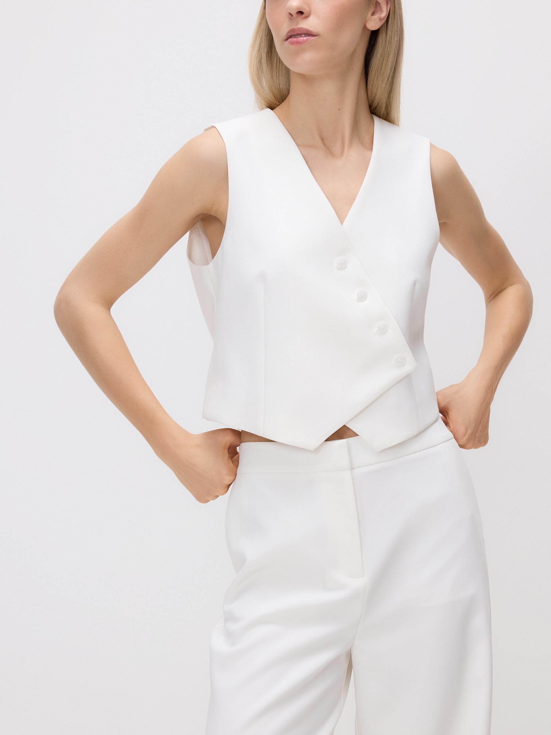 White Asymmetric Suit Vest, White, large image number 1