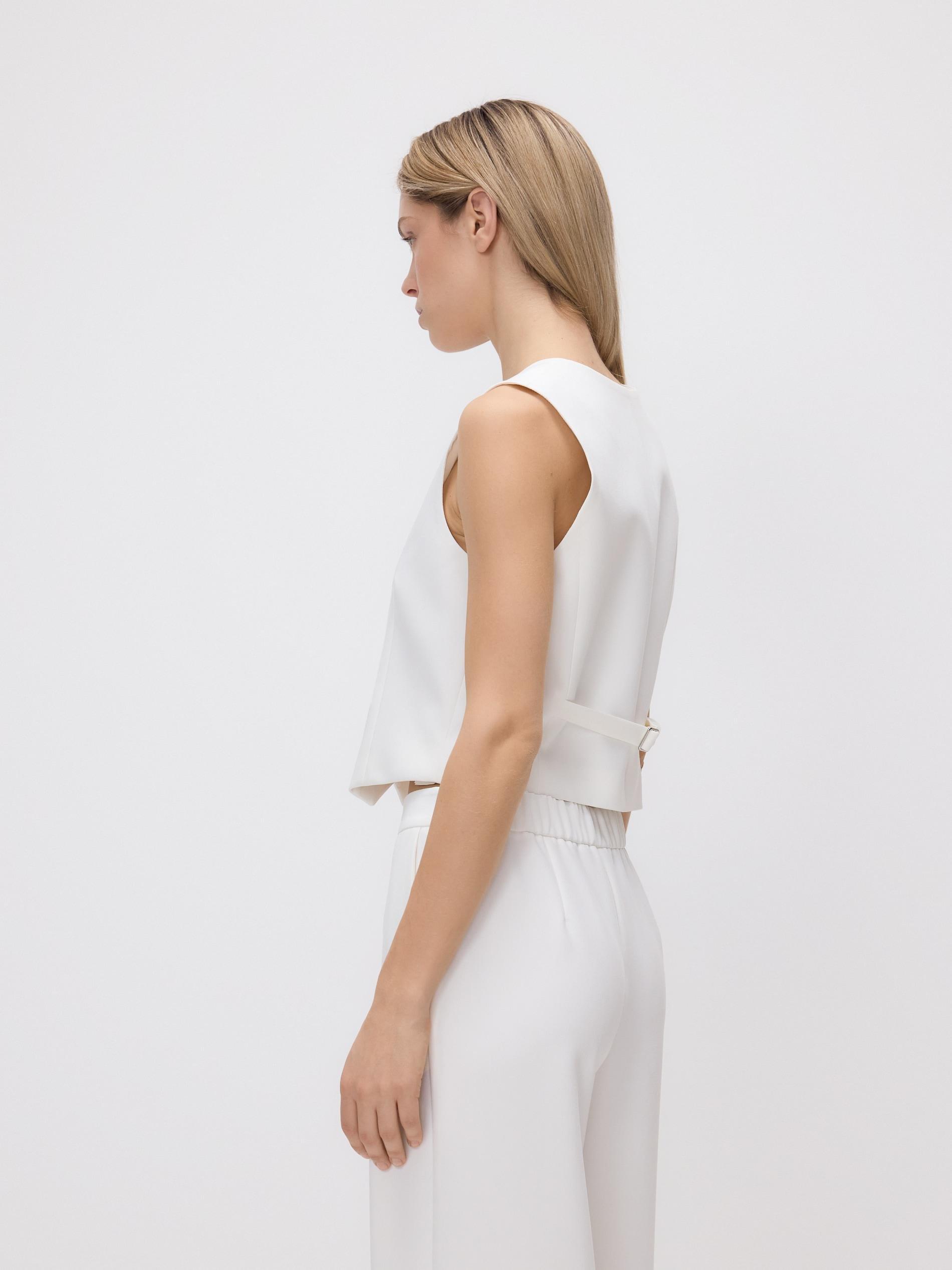 White Asymmetric Suit Vest, White, large image number 2
