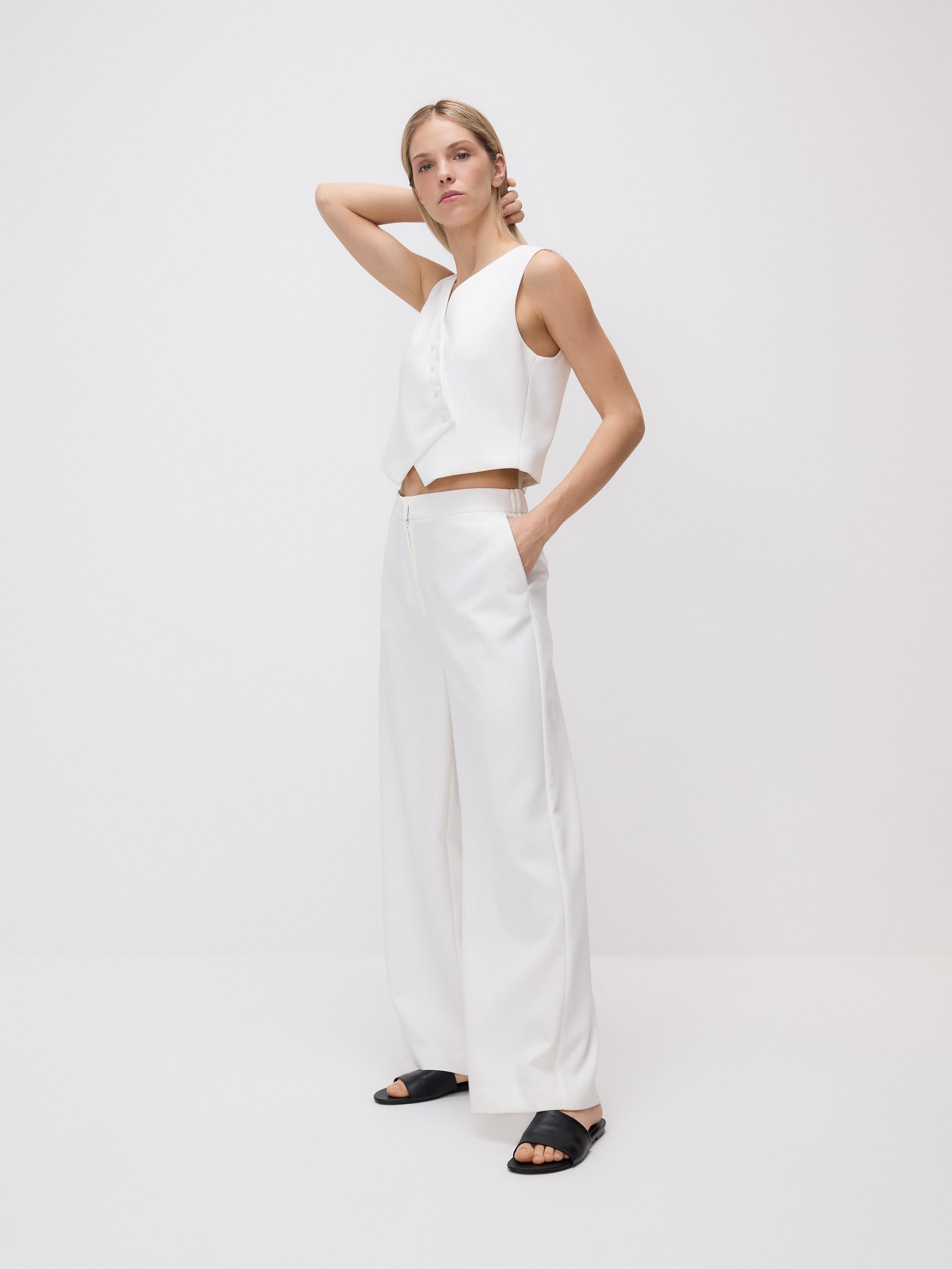 White Asymmetric Suit Vest, White, large image number 3