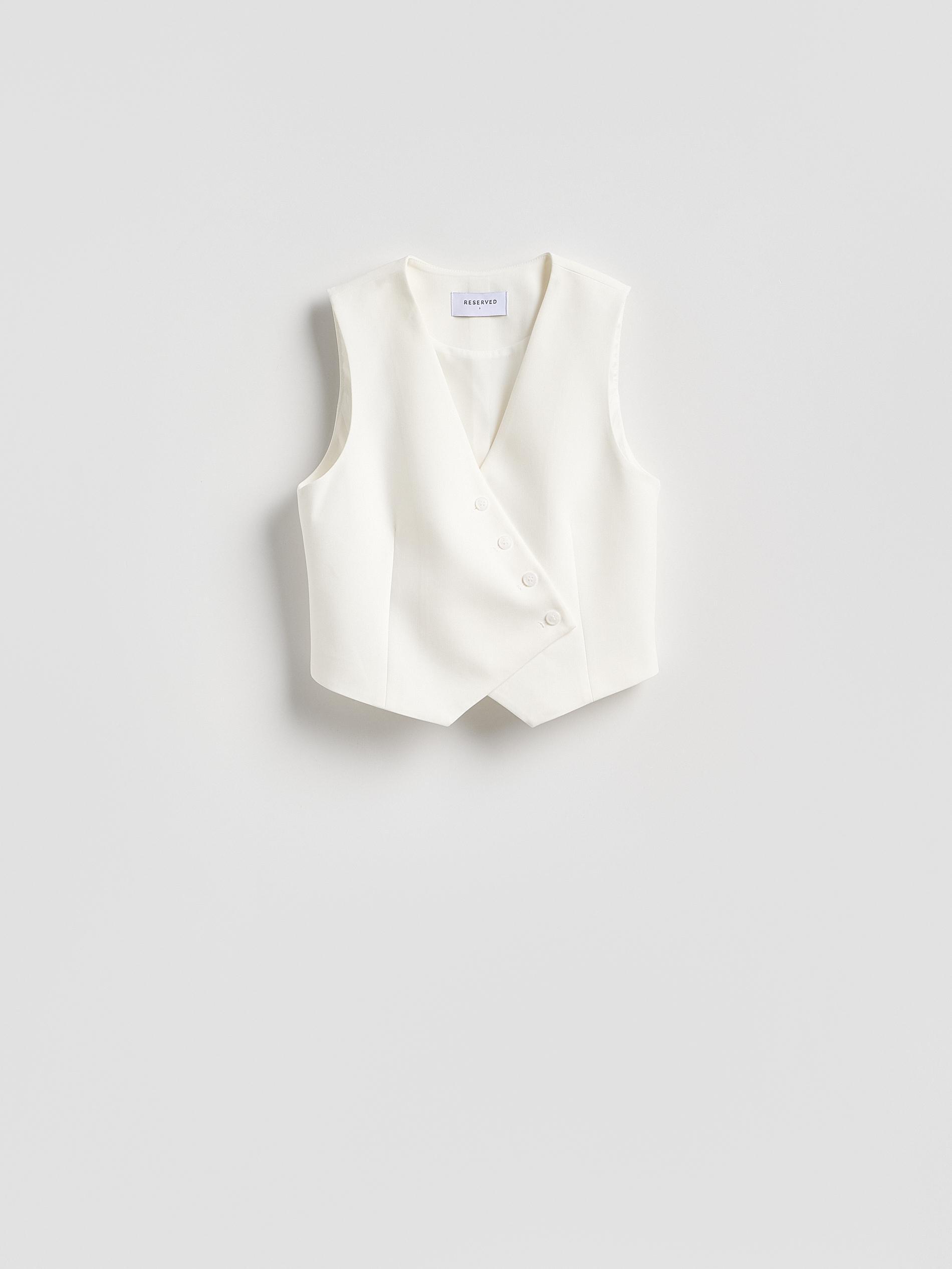 White Asymmetric Suit Vest, White, large image number 4